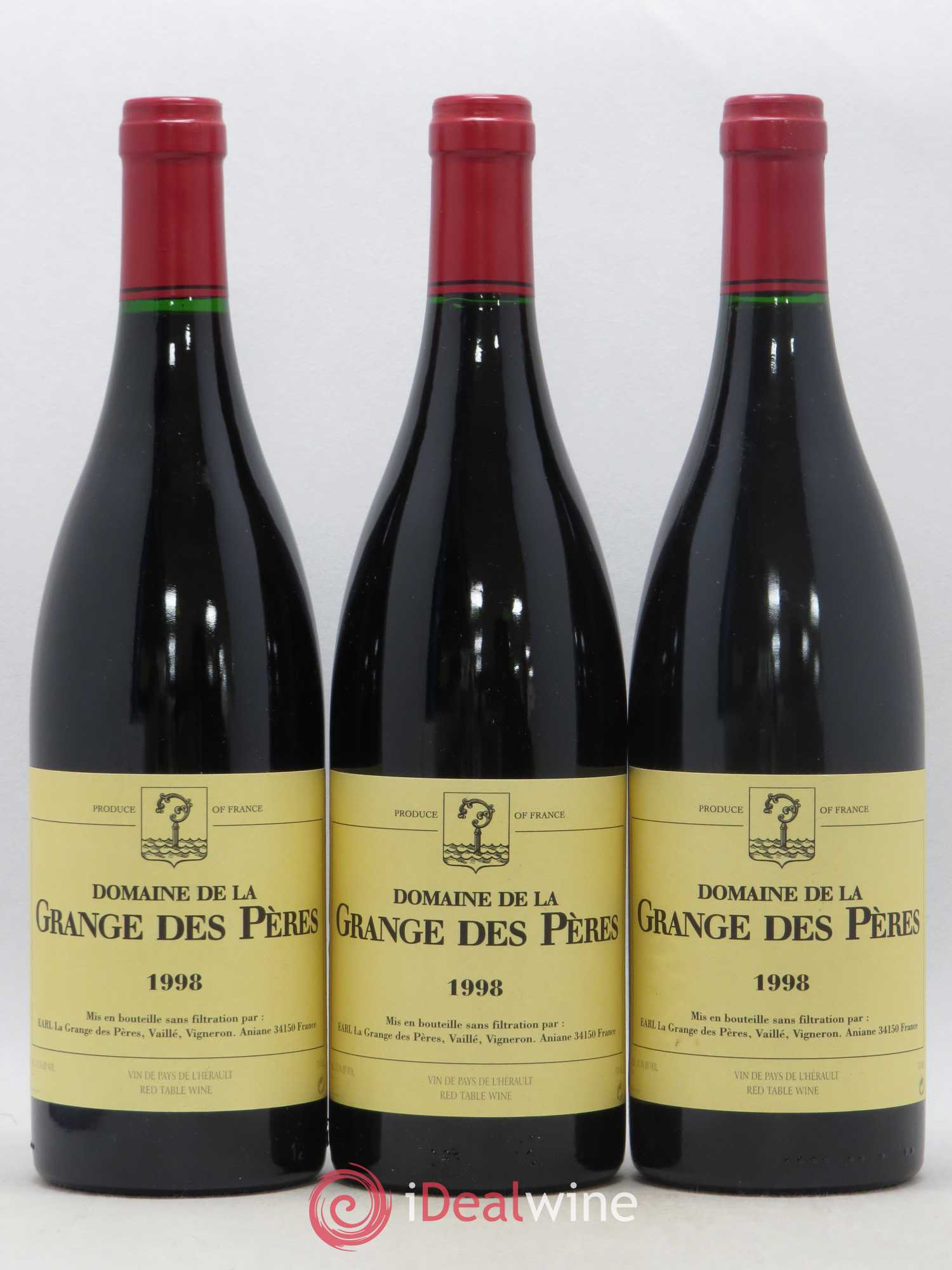 Pays d'Hérault Grange des Pères Laurent Vaillé 1998 - Lot de 3 bouteilles - 0