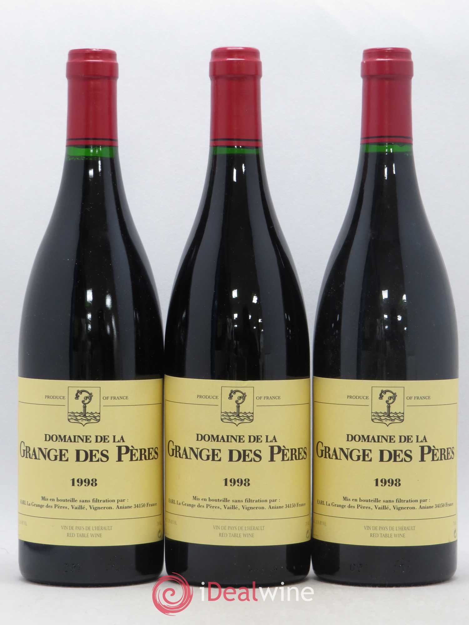 Pays d'Hérault Grange des Pères Laurent Vaillé 1998 - Lot de 3 bouteilles - 0