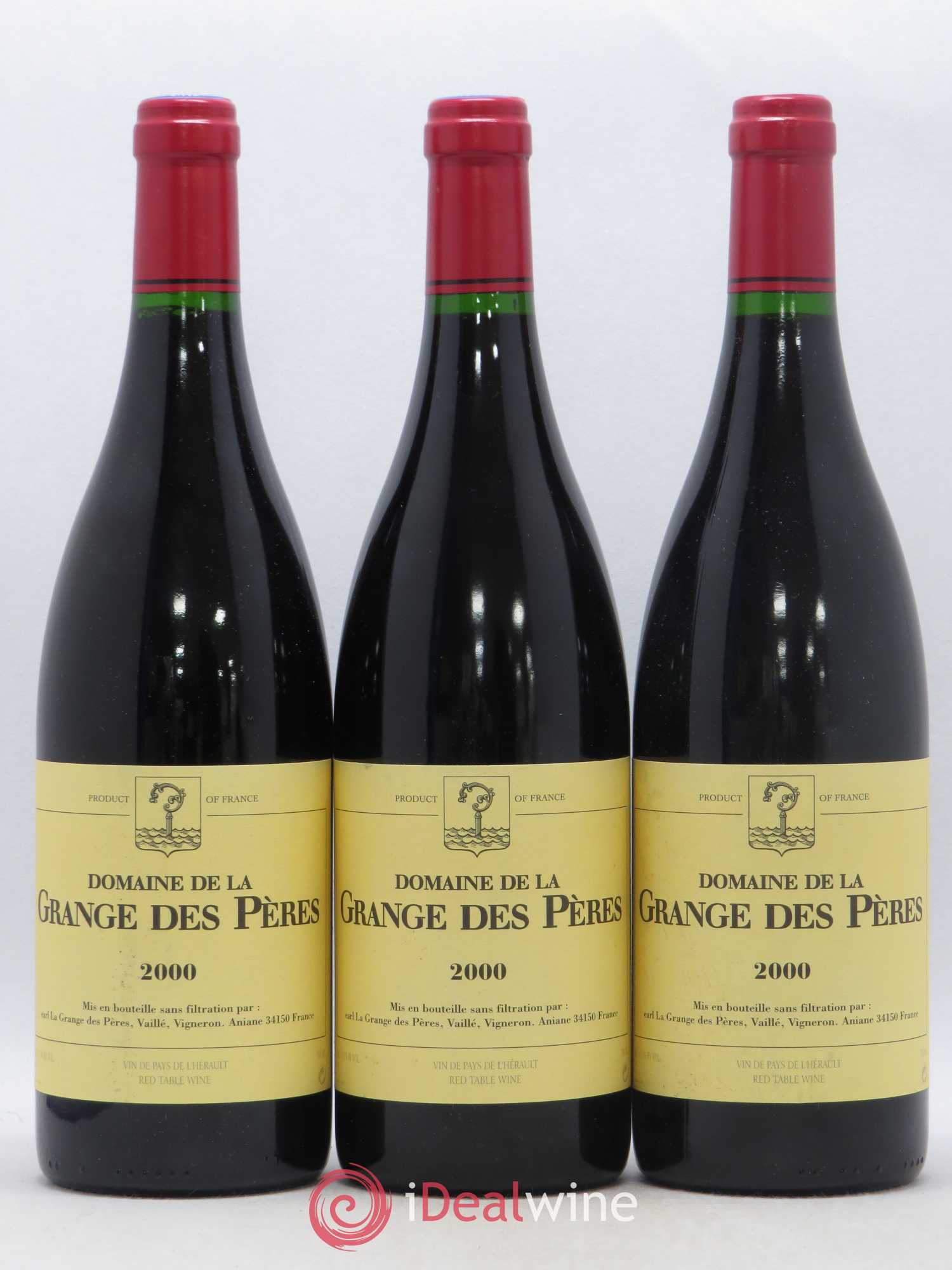 Pays d'Hérault Grange des Pères Laurent Vaillé 2000 - Lot de 3 bouteilles - 0