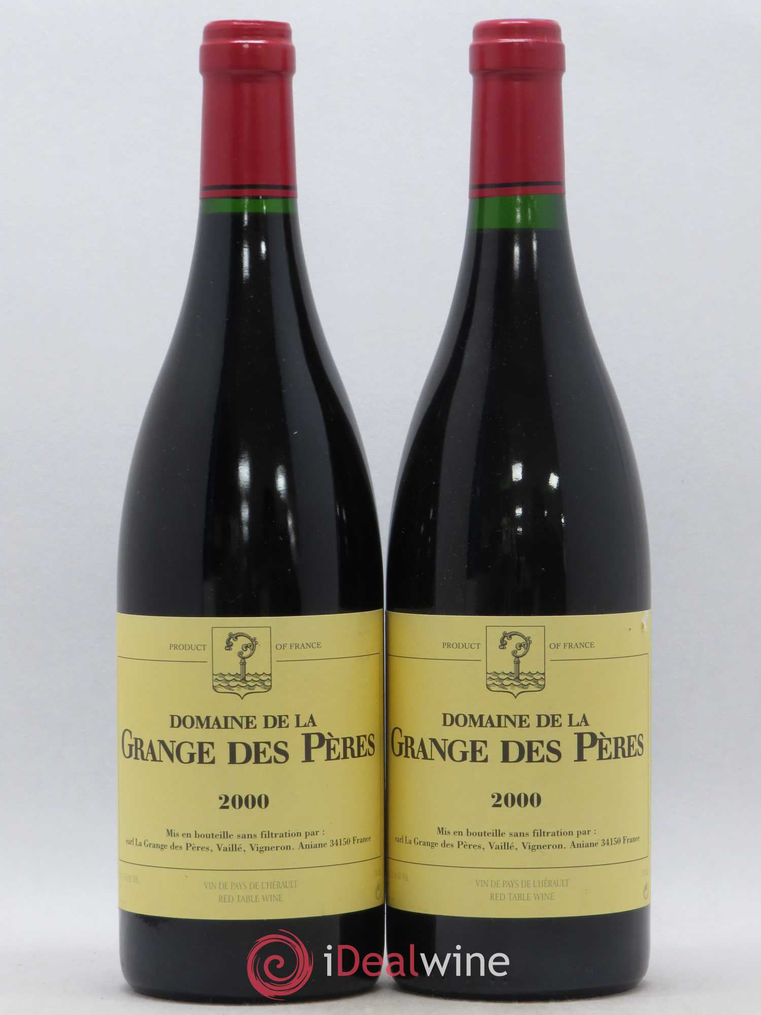 Pays d'Hérault Grange des Pères Laurent Vaillé 2000 - Lot de 2 bouteilles - 0