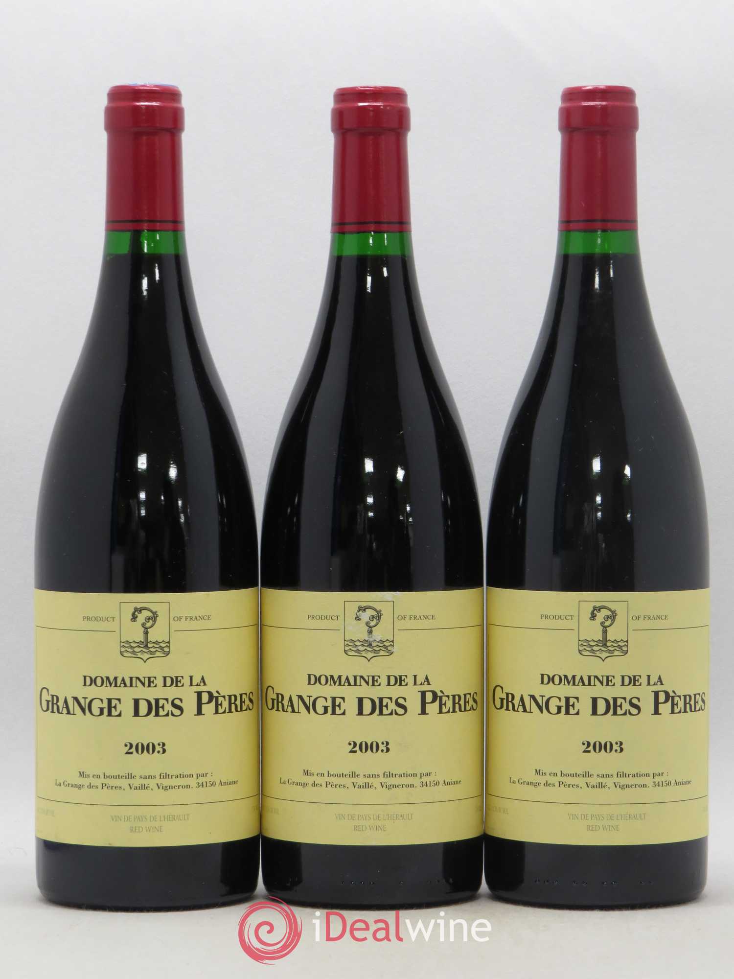 Pays d'Hérault Grange des Pères Laurent Vaillé 2003 - Lot de 3 bouteilles - 0