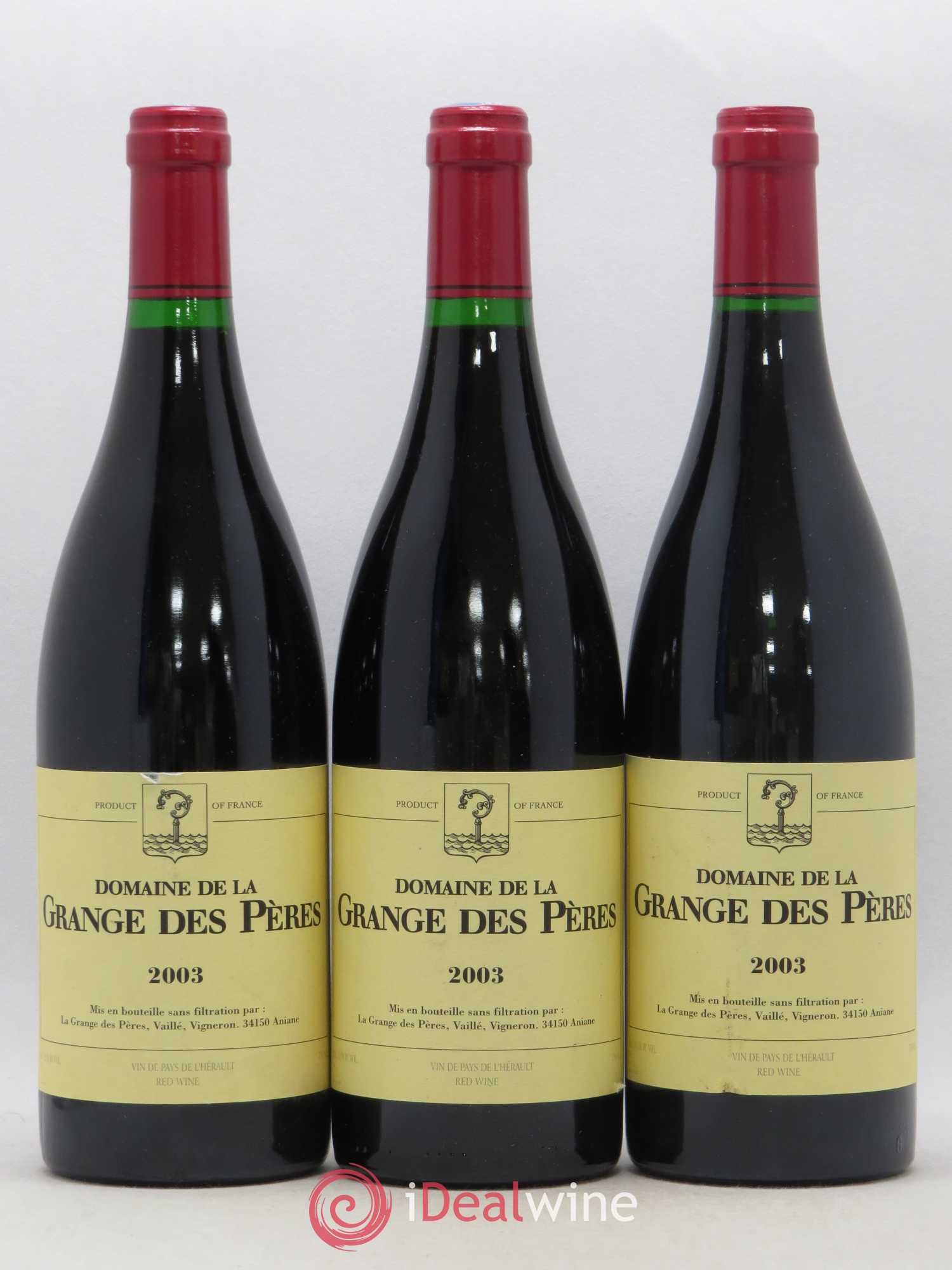 Pays d'Hérault Grange des Pères Laurent Vaillé 2003 - Lot de 3 bouteilles - 0