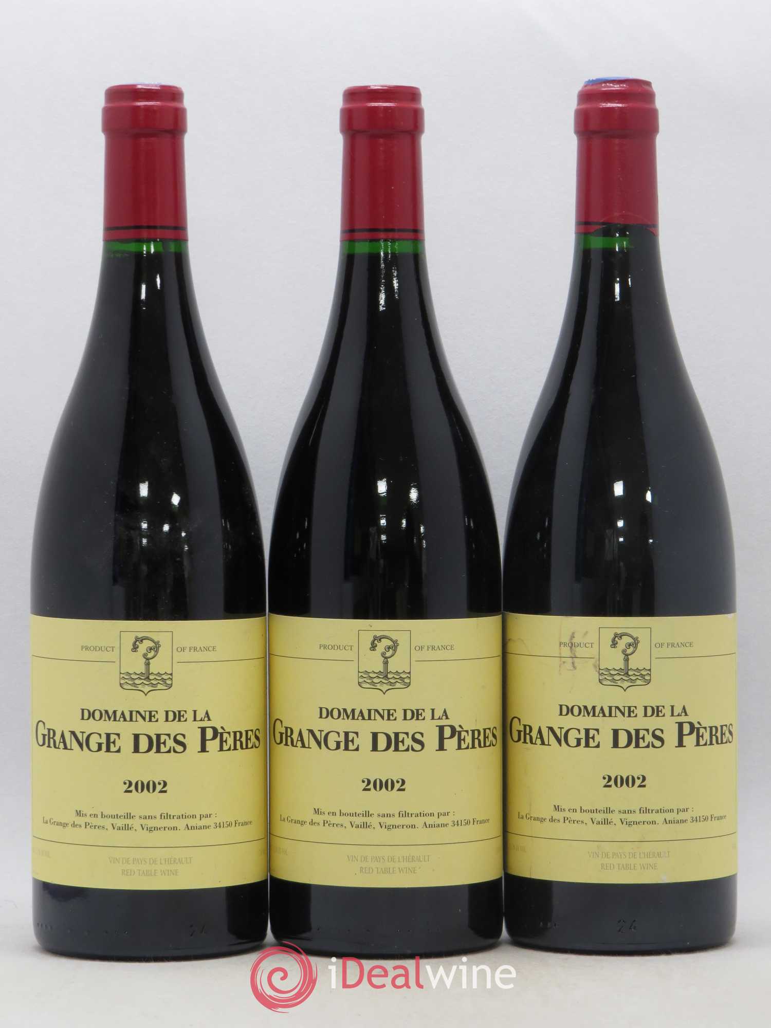 Pays d'Hérault Grange des Pères Laurent Vaillé 2002 - Lot de 3 bouteilles - 0