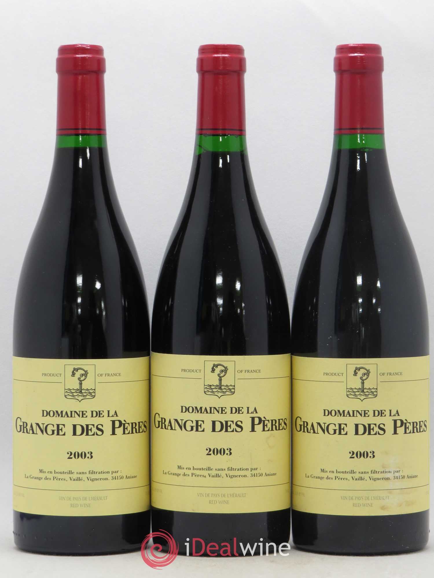Pays d'Hérault Grange des Pères Laurent Vaillé 2003 - Lot de 3 bouteilles - 0