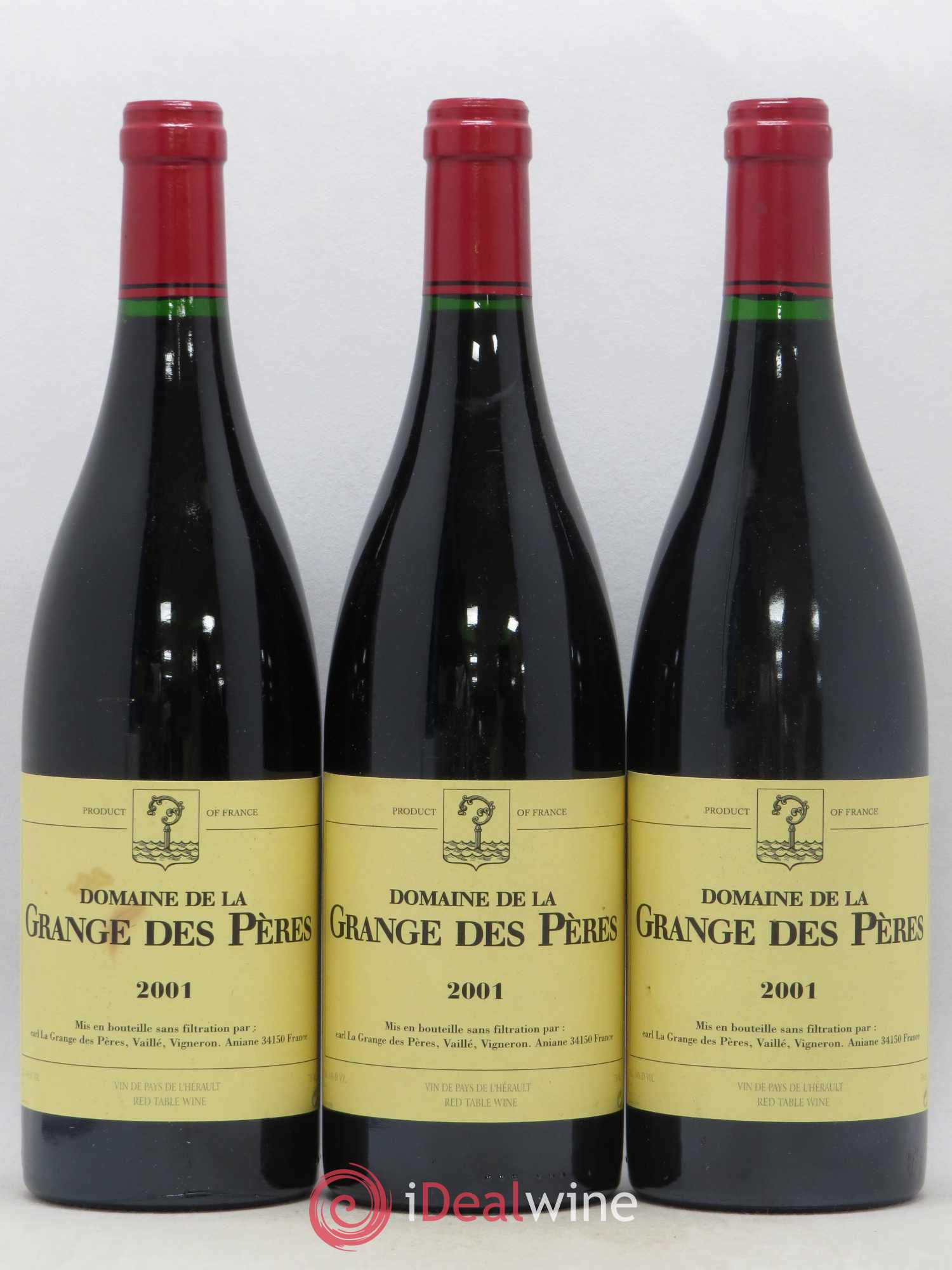 Pays d'Hérault Grange des Pères Laurent Vaillé 2001 - Lot de 3 bouteilles - 0