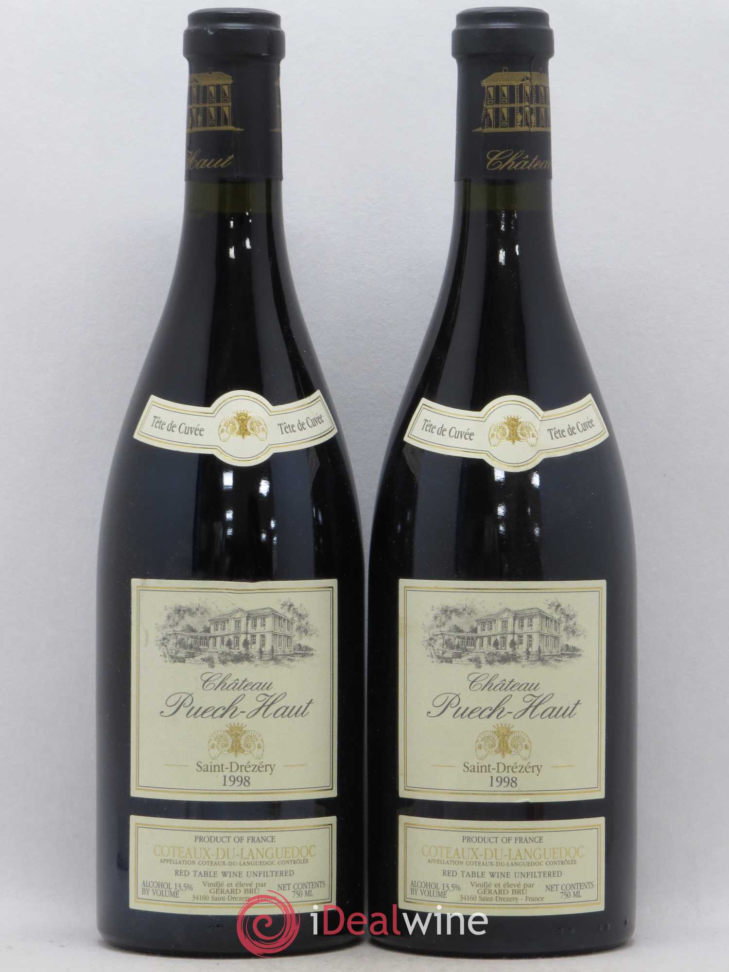 Languedoc Château Puech-Haut Tête de Bélier Gérard Bru 1998 - Lot de 2 bouteilles - 0
