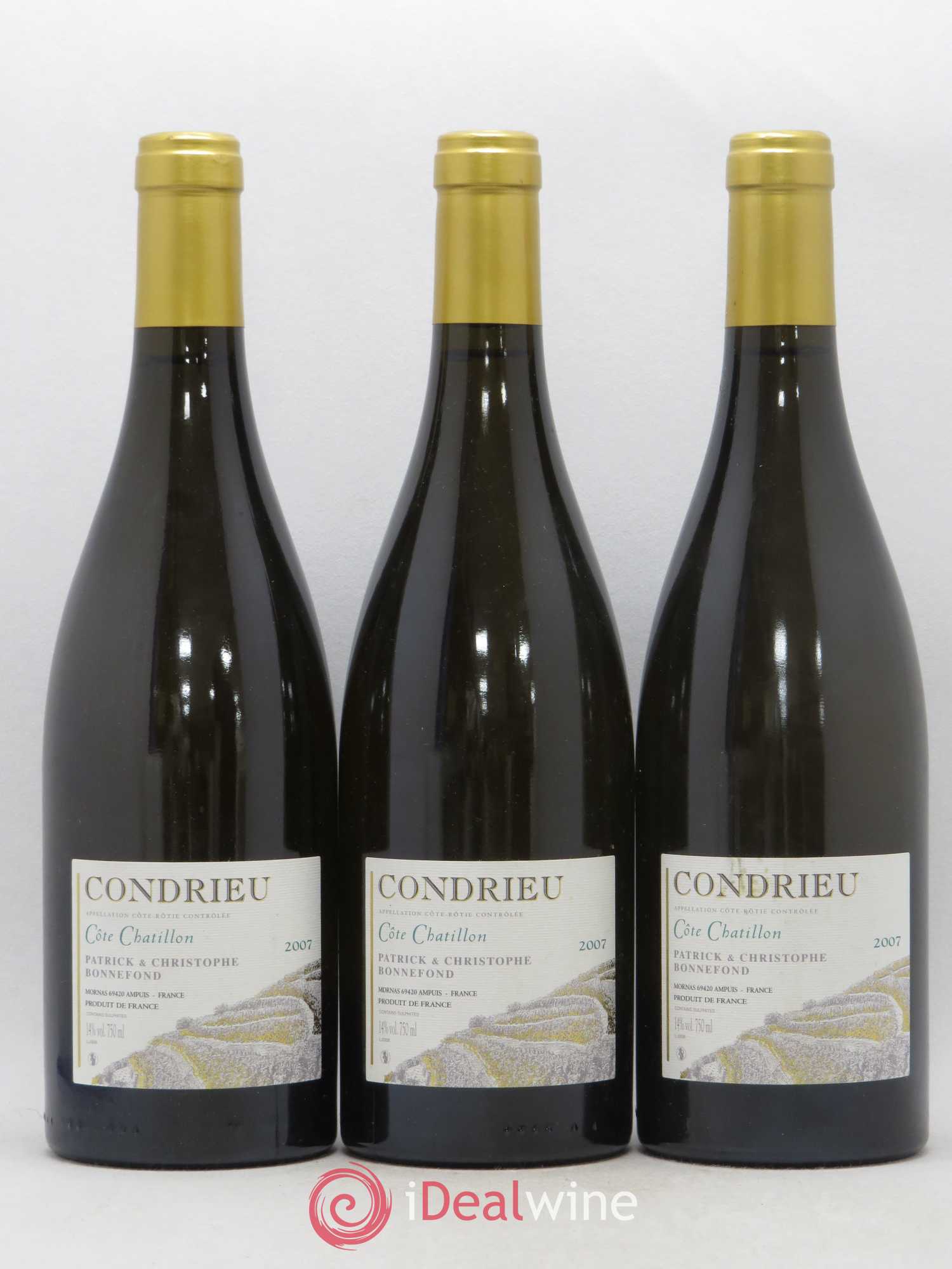 Condrieu Domaine Bonnefond Côte Chatillon 2007 - Lot de 3 bouteilles - 0
