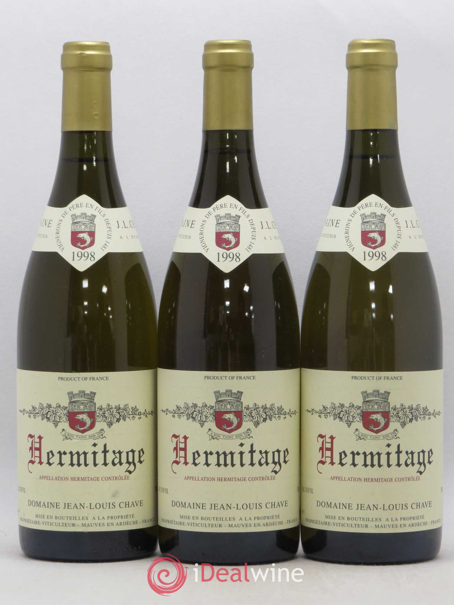 Hermitage Jean-Louis Chave 1998 - Lot de 3 bouteilles - 0