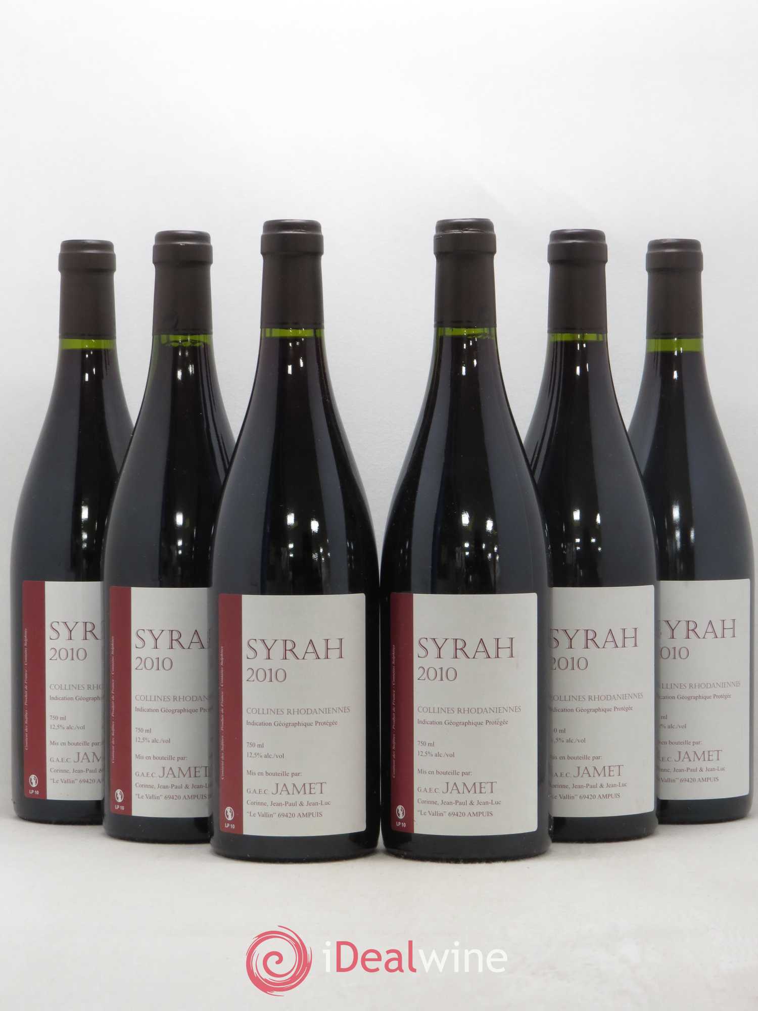 Collines Rhodaniennes Syrah Jamet (Domaine) 2010 - Lot de 6 bouteilles - 0
