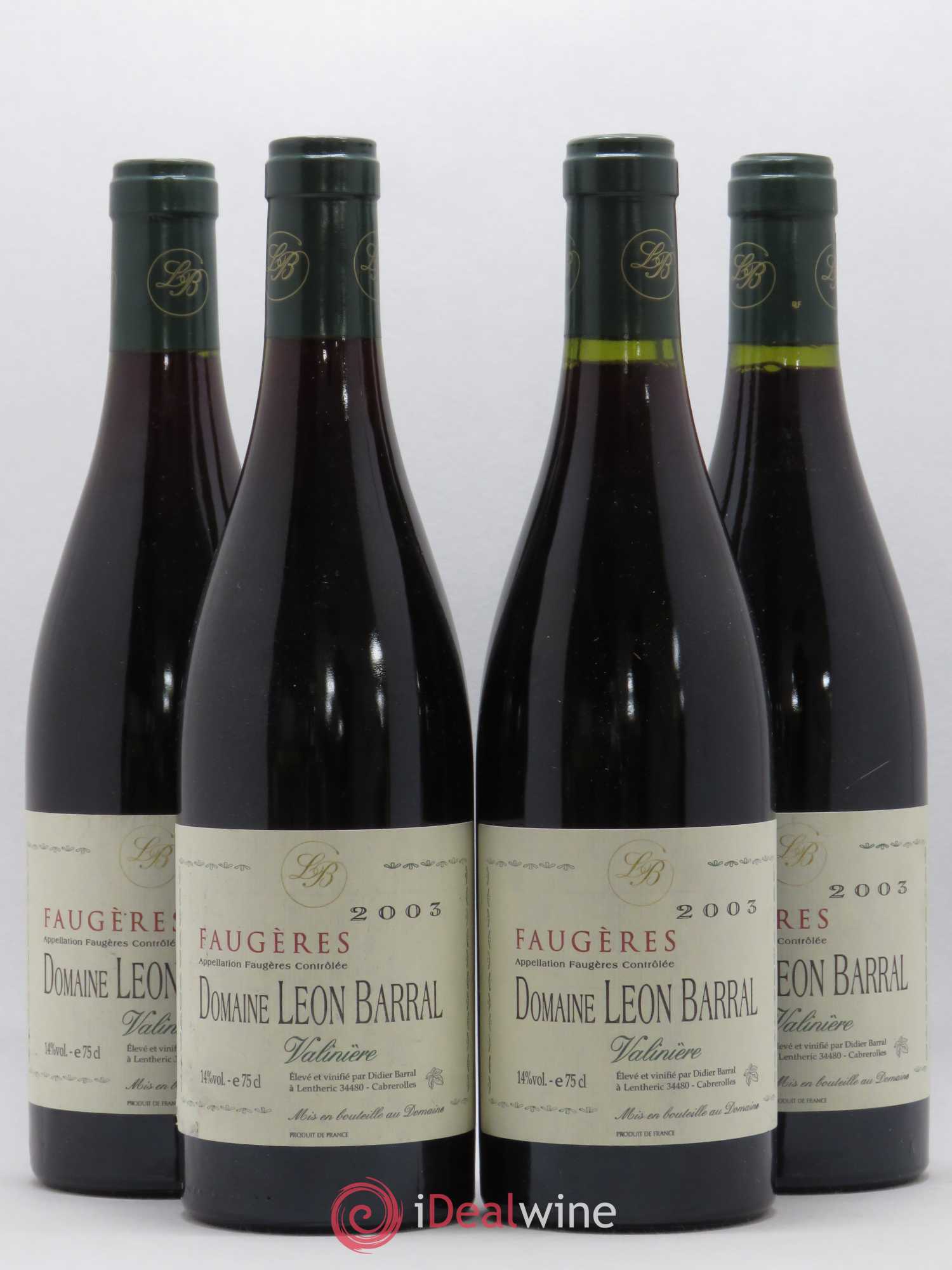 Faugères Valinière Domaine Léon Barral 2003 - Lot de 4 bouteilles - 0