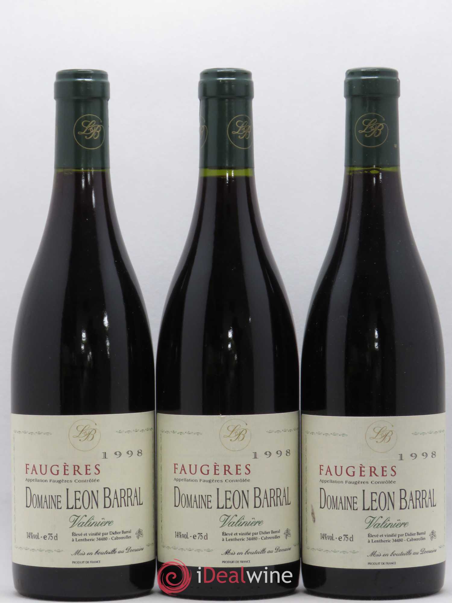 Faugères Valinière Domaine Léon Barral 1998 - Lot de 3 bouteilles - 0
