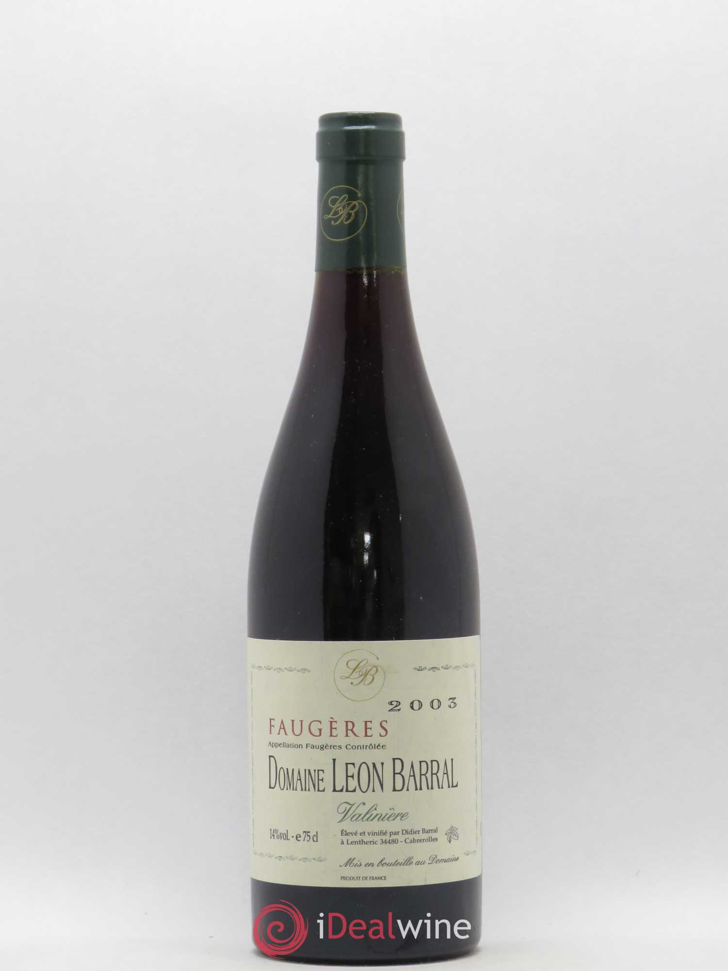 Faugères Valinière Domaine Léon Barral 2003 - Lot de 1 bouteille - 0