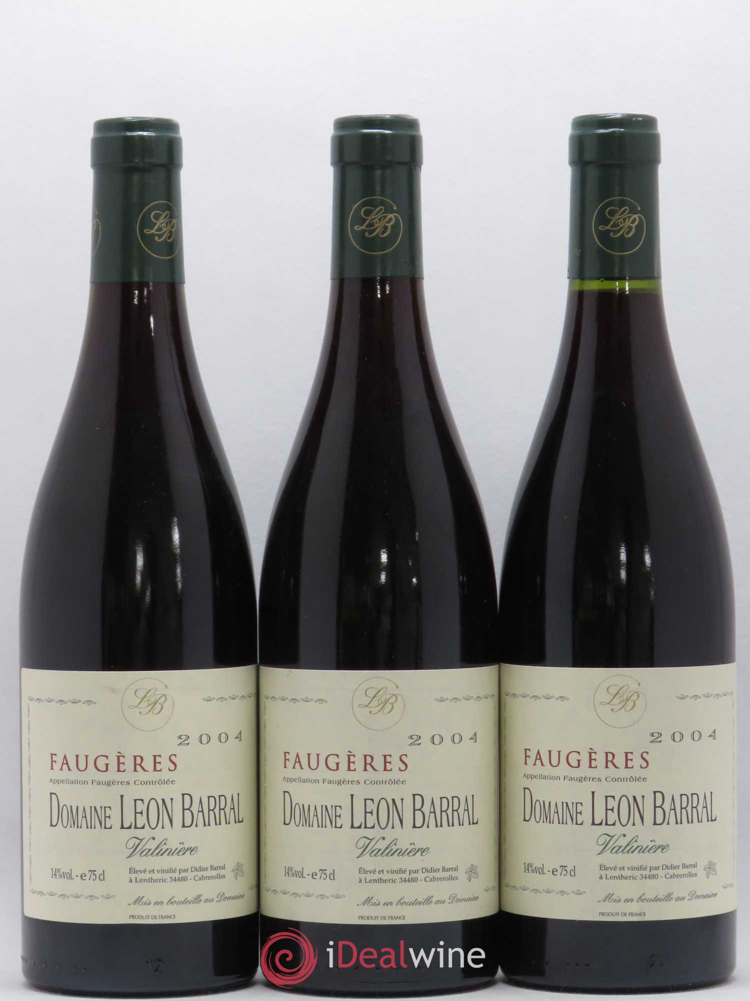 Faugères Valinière Domaine Léon Barral 2004 - Lot de 3 bouteilles - 0