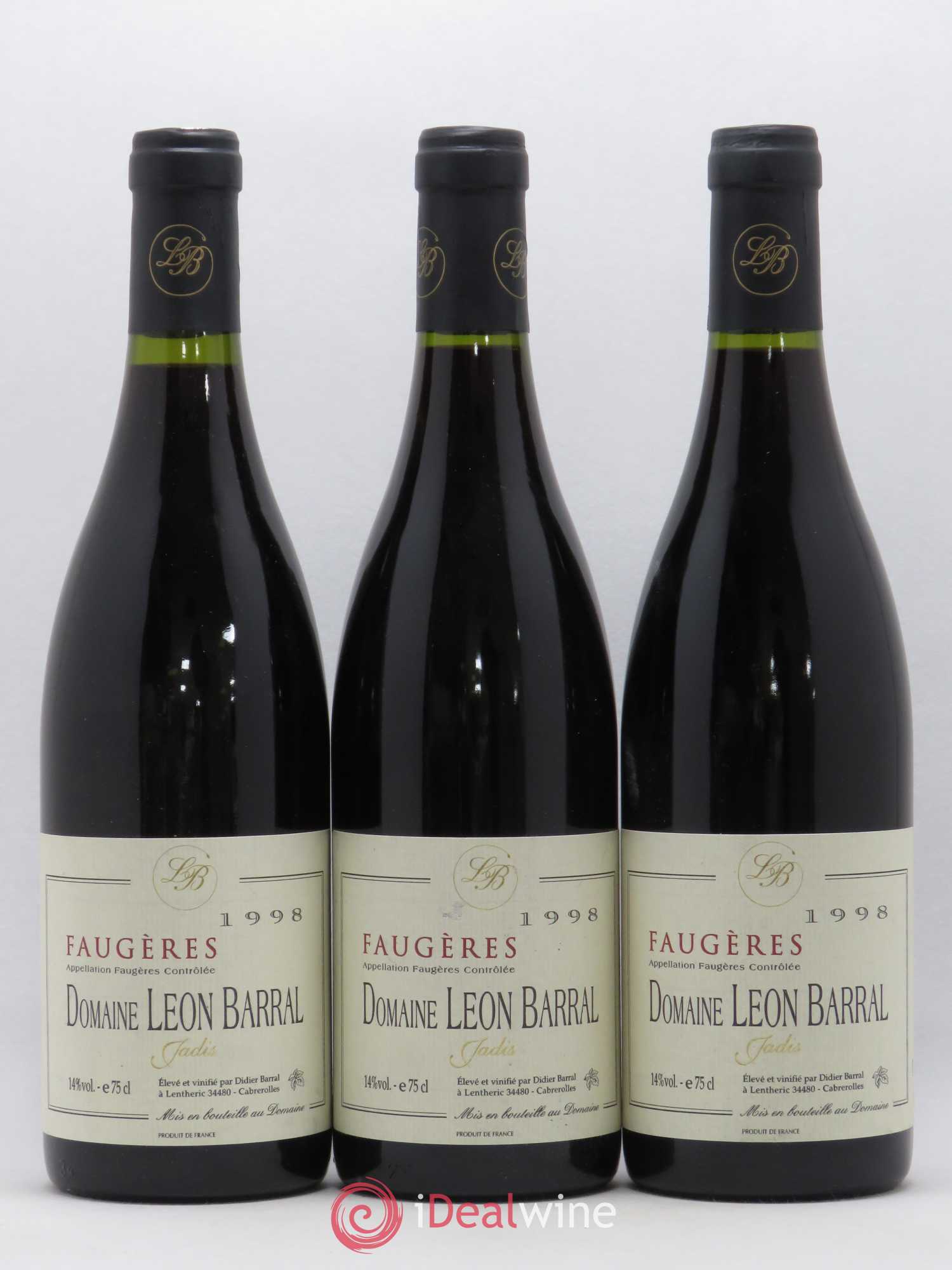 Faugères Jadis Domaine Léon Barral 1998 - Lot de 3 bouteilles - 0