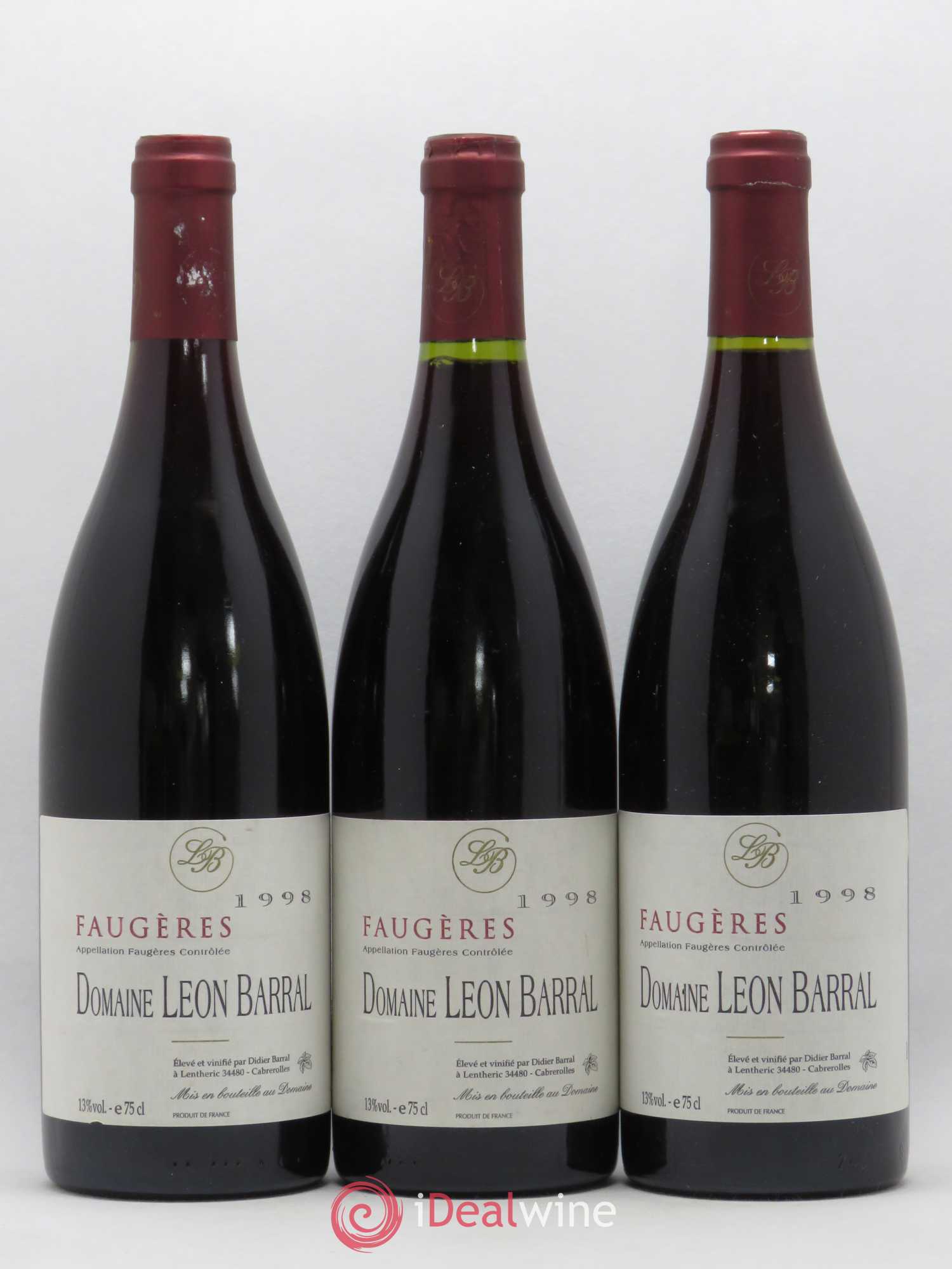 Faugères Domaine Léon Barral 1998 - Lot de 3 bouteilles - 0