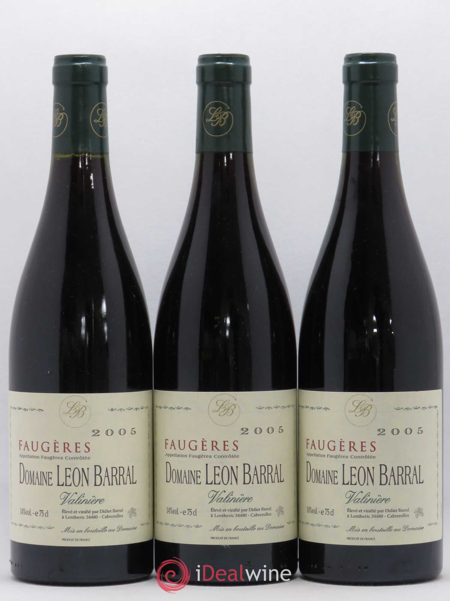 Faugères Valinière Domaine Léon Barral 2005 - Lot de 3 bouteilles - 0