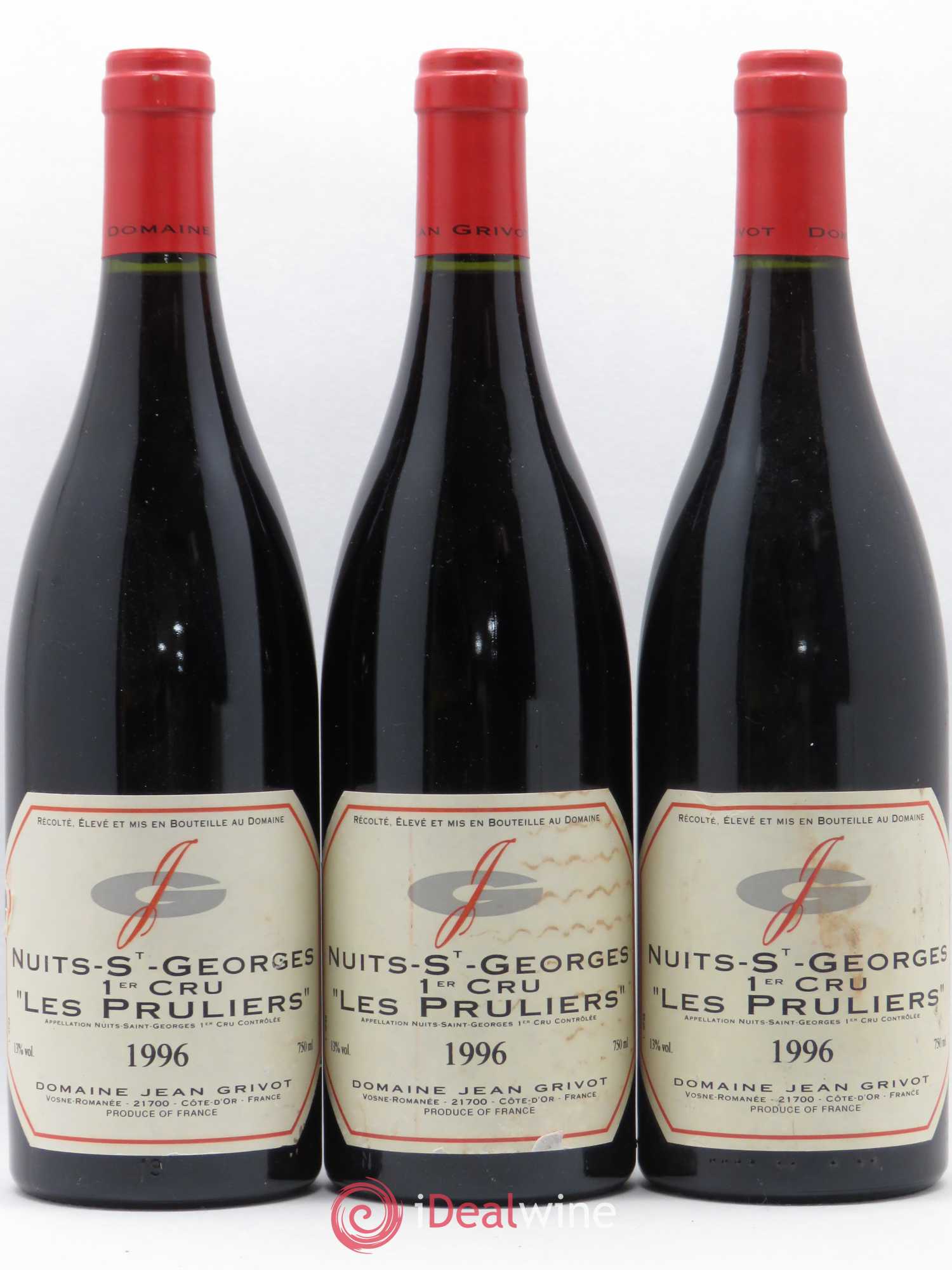 Nuits-Saint-Georges 1er Cru Les Pruliers Jean Grivot 1996 - Lot de 3 bouteilles - 0