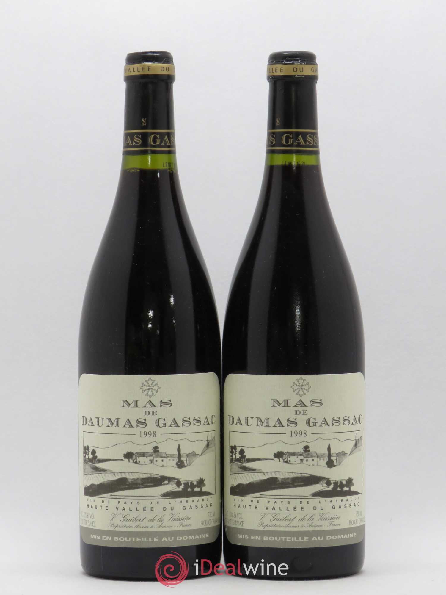 Saint-Guilhem-le-Désert - Cité d'Aniane Mas Daumas Gassac Famille Guibert de La Vaissière 1998 - Lot de 2 bouteilles - 0