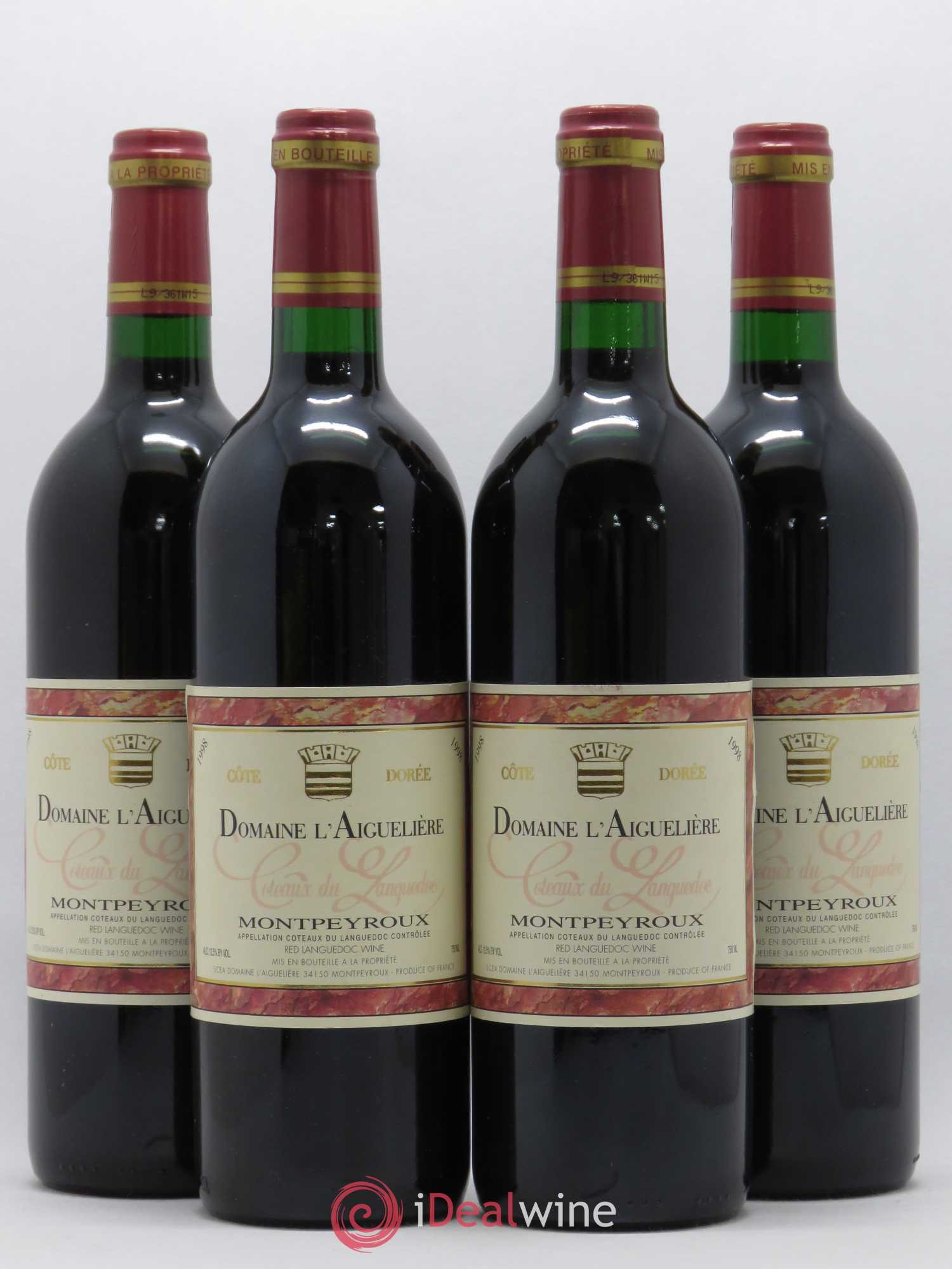 Languedoc Montpeyroux Domaine de l' Aiguelière Cote Dorée A. Commeyras 1998 - Lot de 4 bouteilles - 0