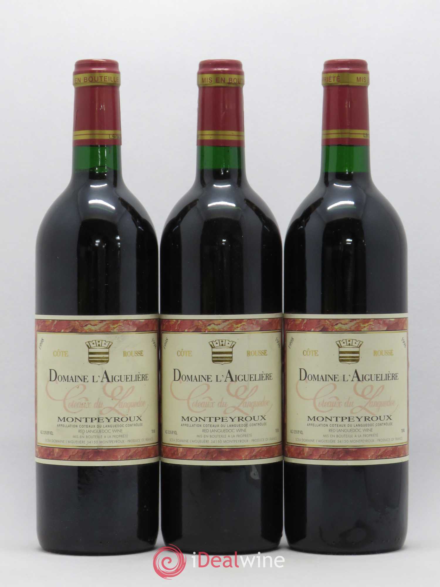Languedoc Montpeyroux Domaine de l' Aiguelière Cote Rousse A. Commeyras 1998 - Lot de 3 bouteilles - 0