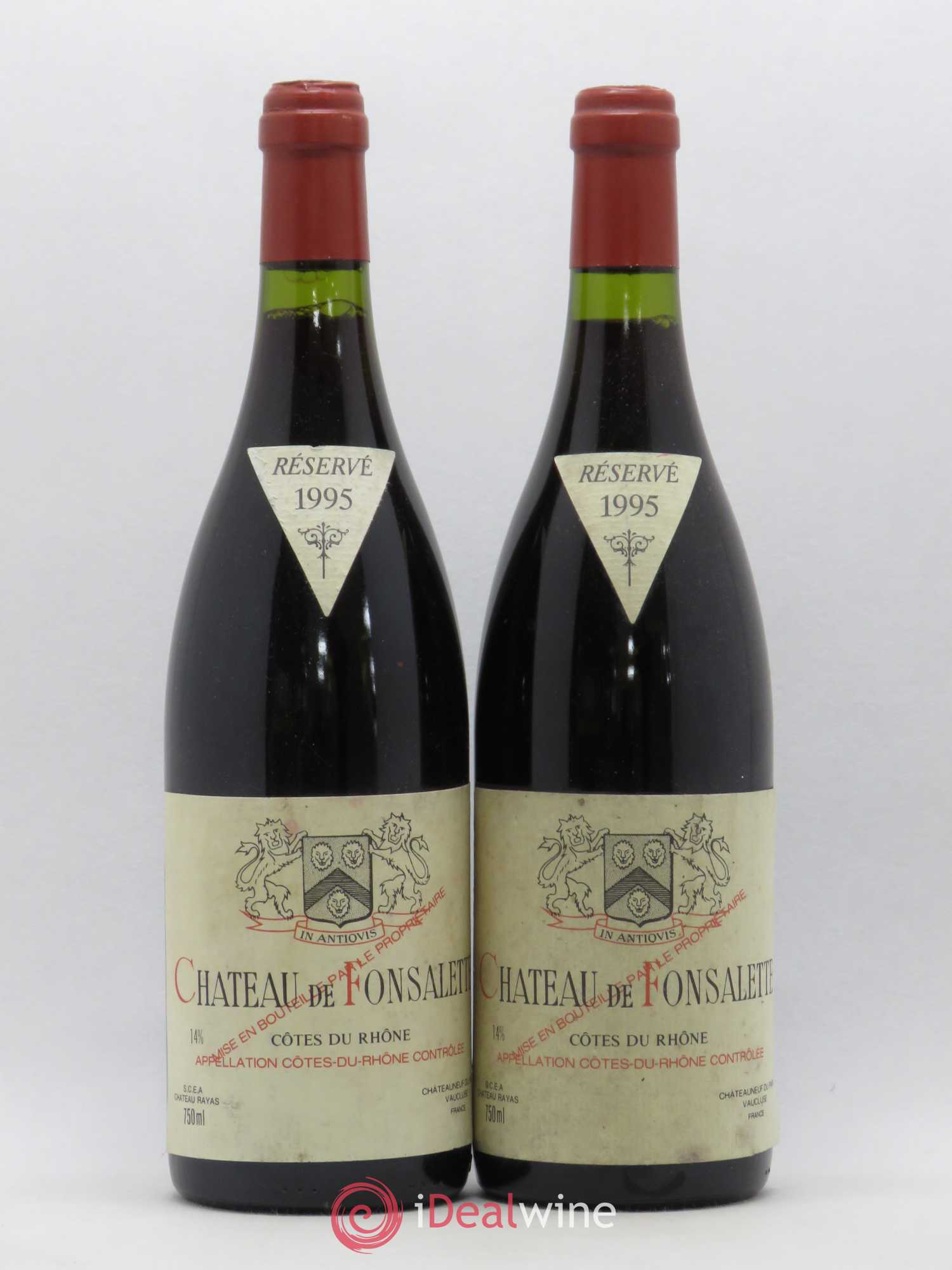 Côtes-du-Rhône Château de Fonsalette Emmanuel Reynaud 1995 - Lot de 2 bouteilles - 0