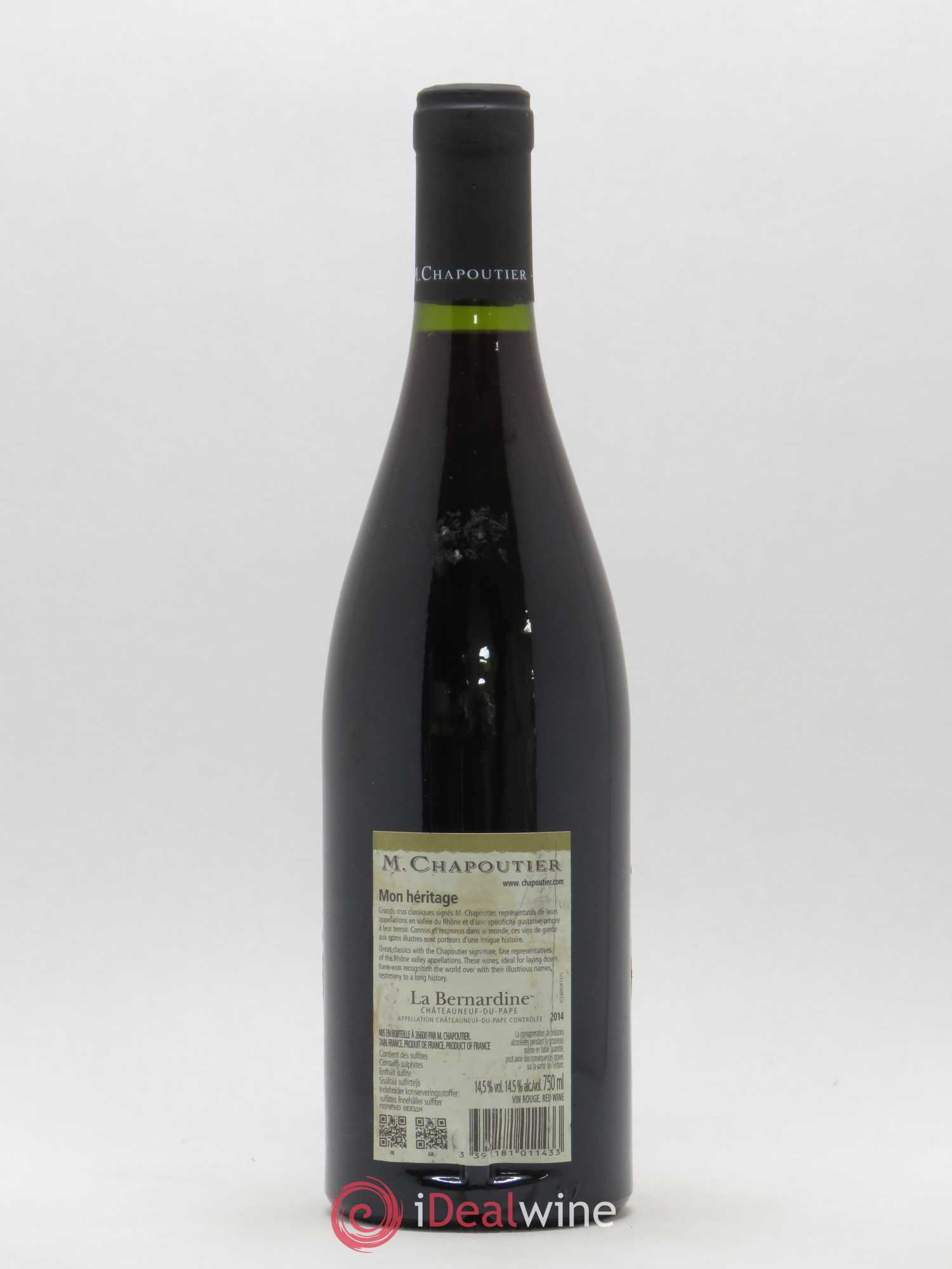 Châteauneuf-du-Pape La Bernardine Chapoutier 2014 - Lot de 1 bouteille - 1