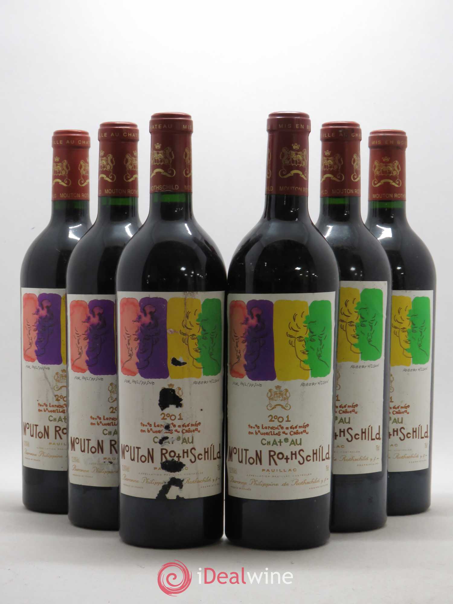 Château Mouton Rothschild 1er Grand Cru Classé 2001 - Lot de 6 bouteilles - 0