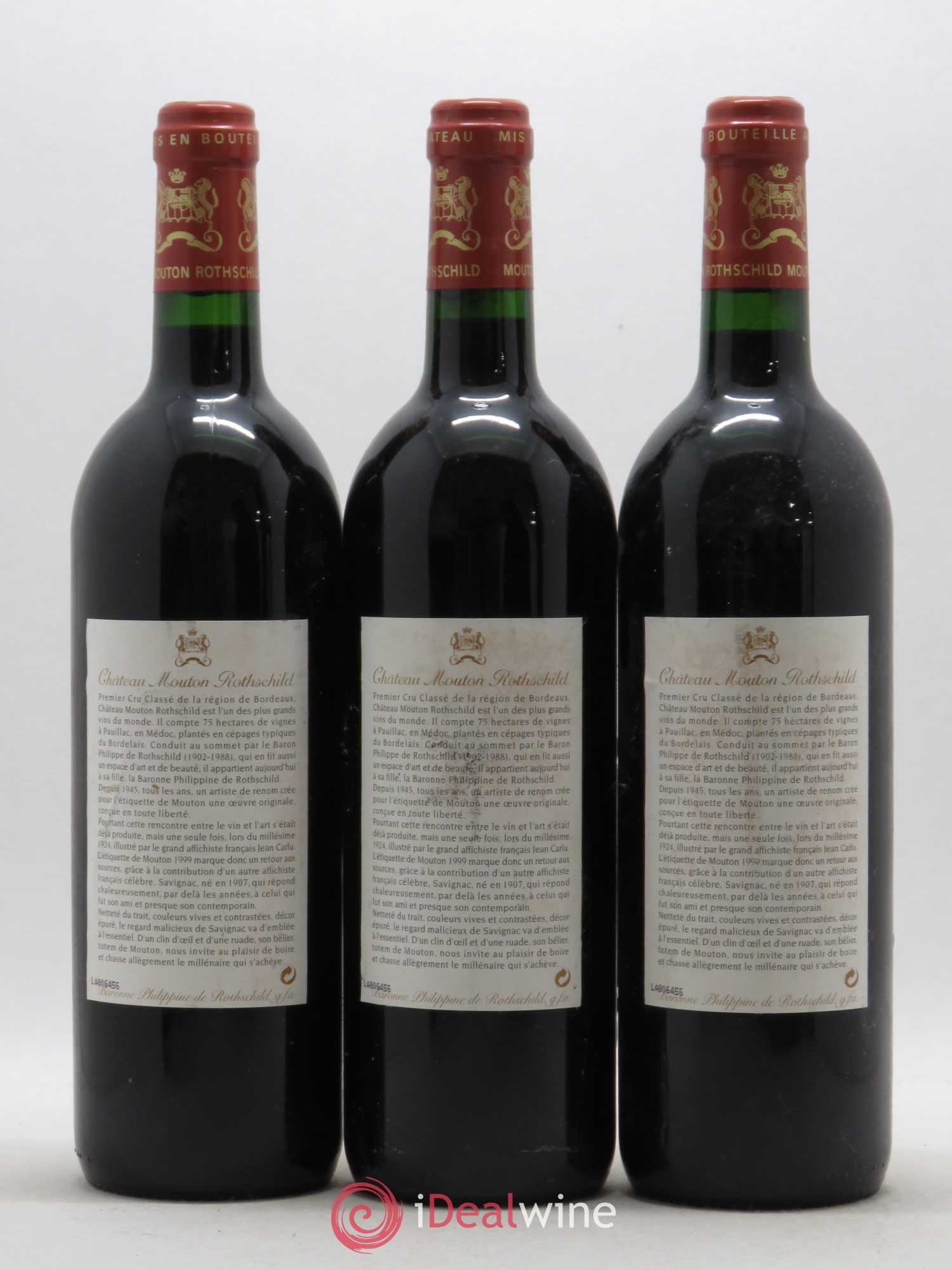 Château Mouton Rothschild 1er Grand Cru Classé 1999 - Lot de 3 bouteilles - 1