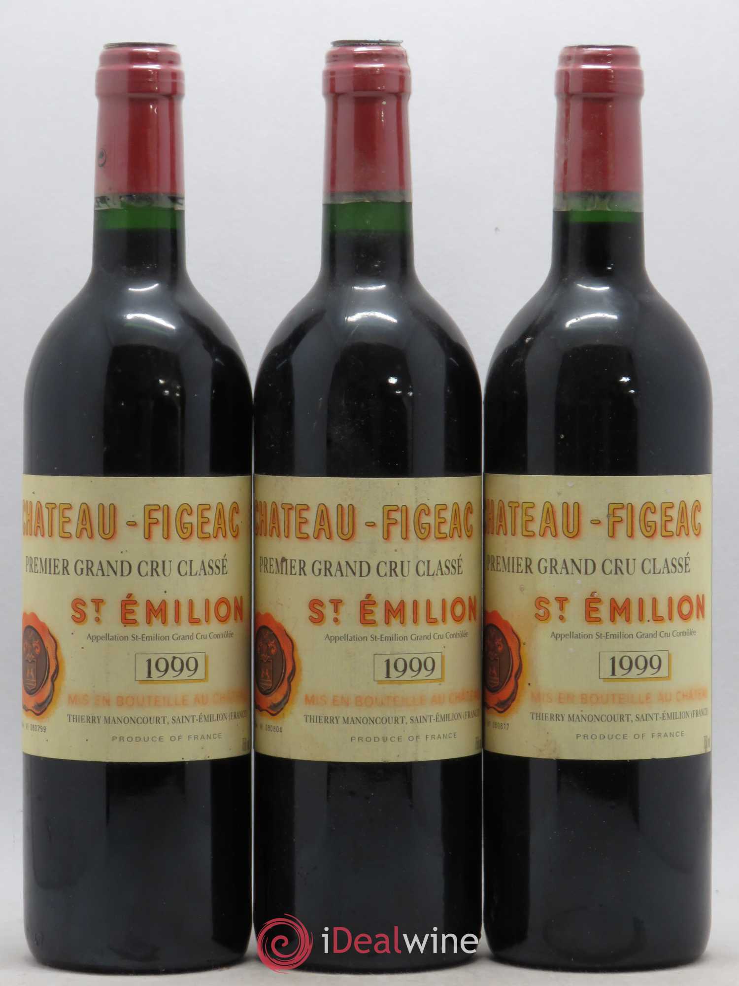 Château Figeac 1er Grand Cru Classé A 1999 - Lot de 3 bouteilles - 0