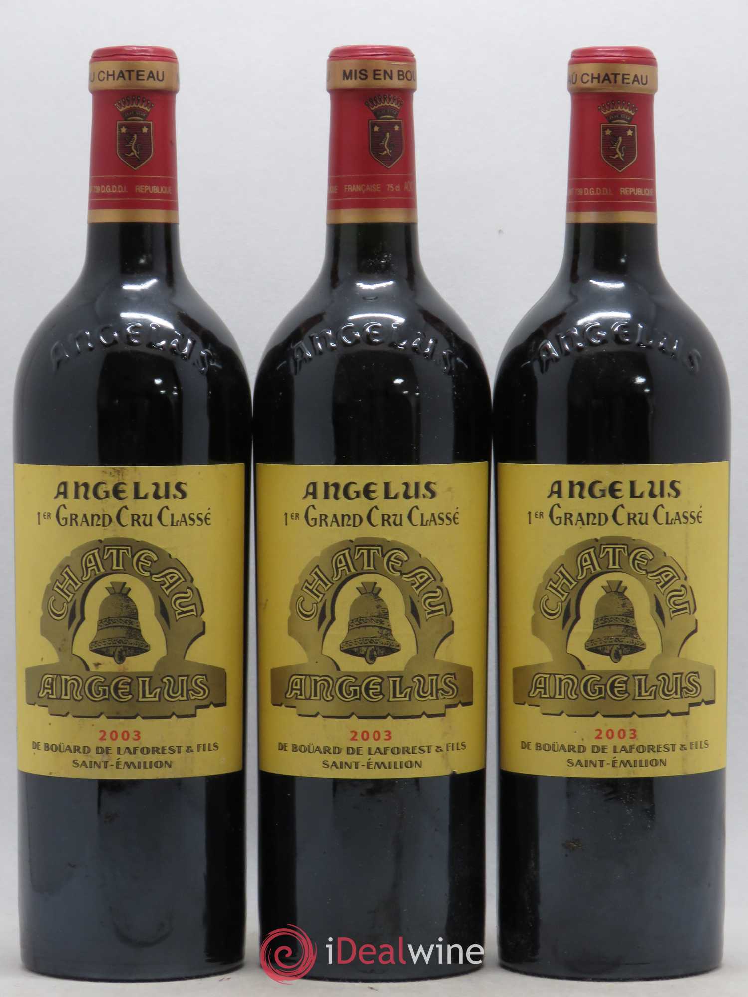 Château Angélus 1er Grand Cru Classé A 2003 - Lot de 3 bouteilles - 0