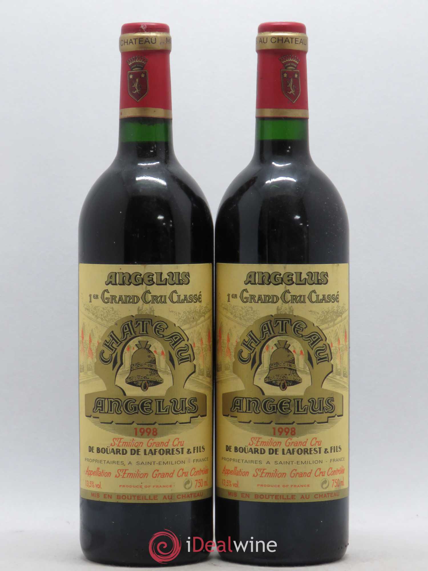 Château Angélus 1er Grand Cru Classé A 1998 - Lot de 2 bouteilles - 0
