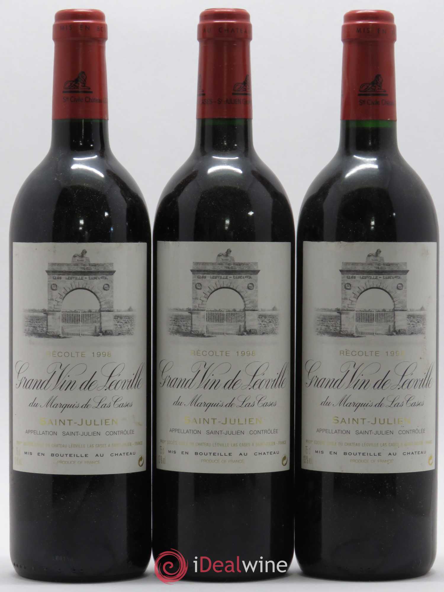 Château Léoville Las Cases 2ème Grand Cru Classé 1998 - Lot de 3 bouteilles - 0