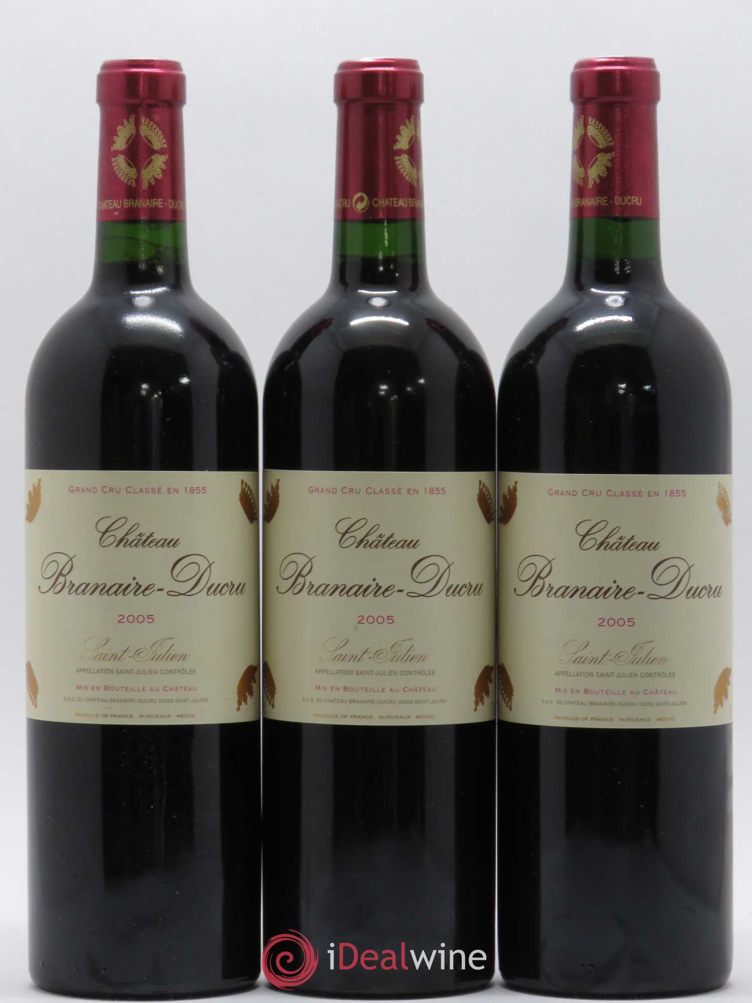 Château Branaire Ducru 4ème Grand Cru Classé 2005 - Lot de 3 bouteilles - 0