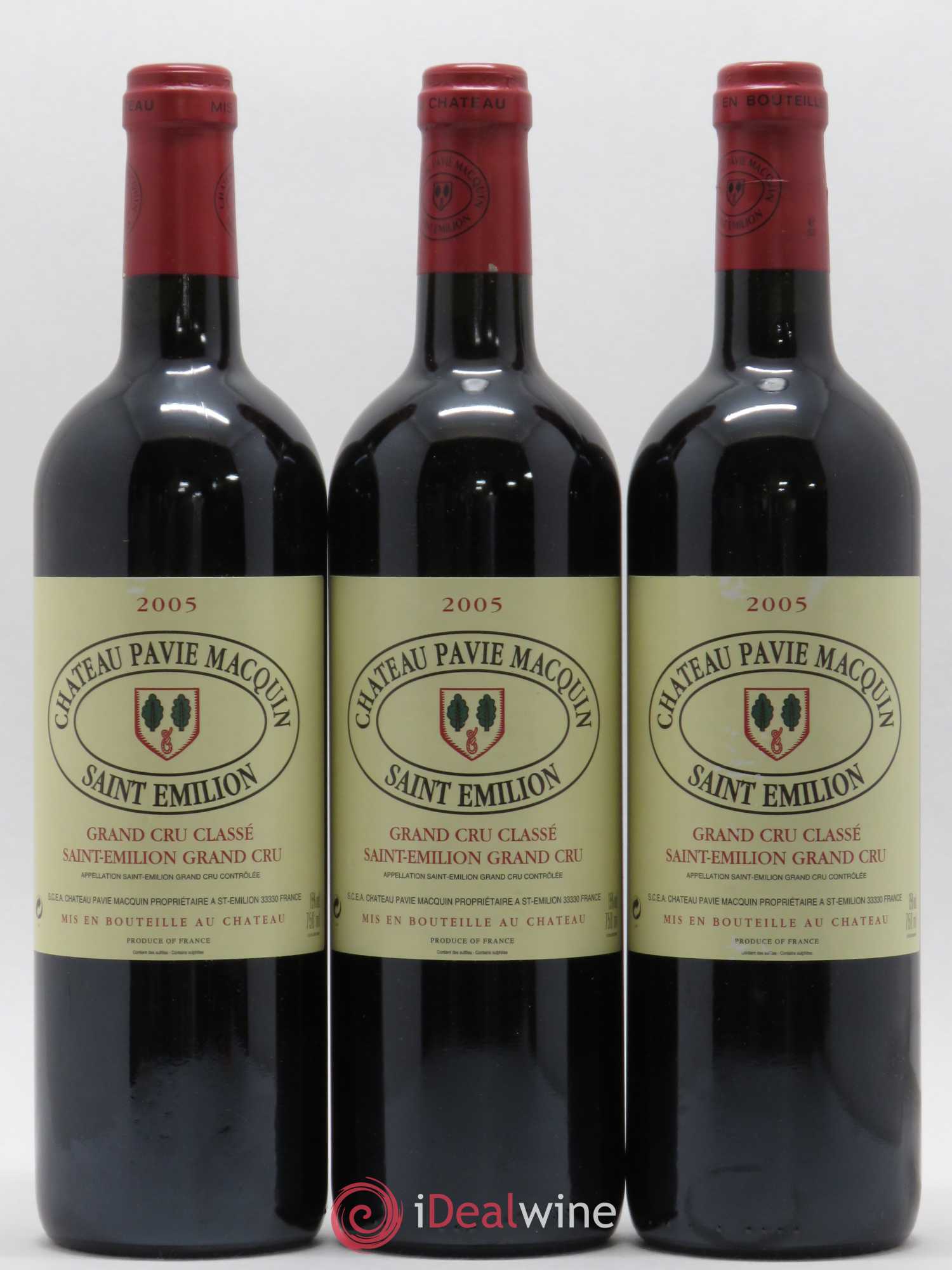 Château Pavie Macquin 1er Grand Cru Classé B 2005 - Lot de 3 bouteilles - 0