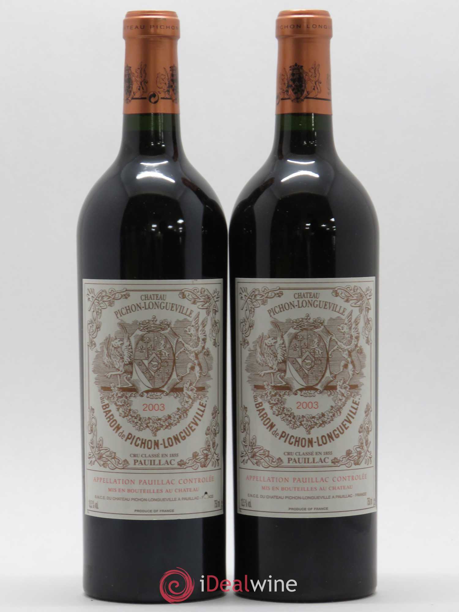 Pichon Longueville Baron 2ème Grand Cru Classé 2003 - Lot de 2 bouteilles - 0