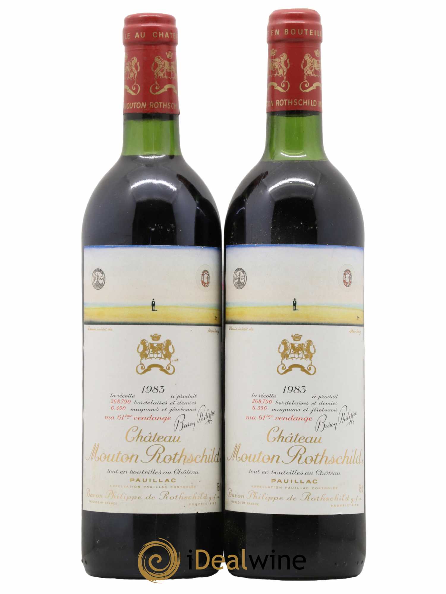 Château Mouton Rothschild 1er Grand Cru Classé 1983 - Lot of 2 bottles - 0