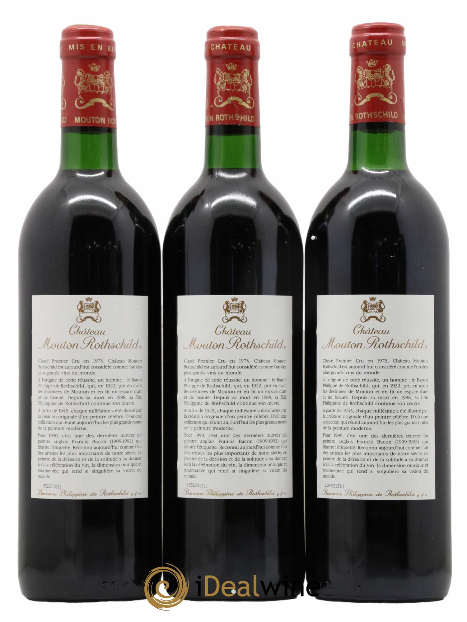 Château Mouton Rothschild 1er Grand Cru Classé 1990 - Lot of 3 bottles - 1