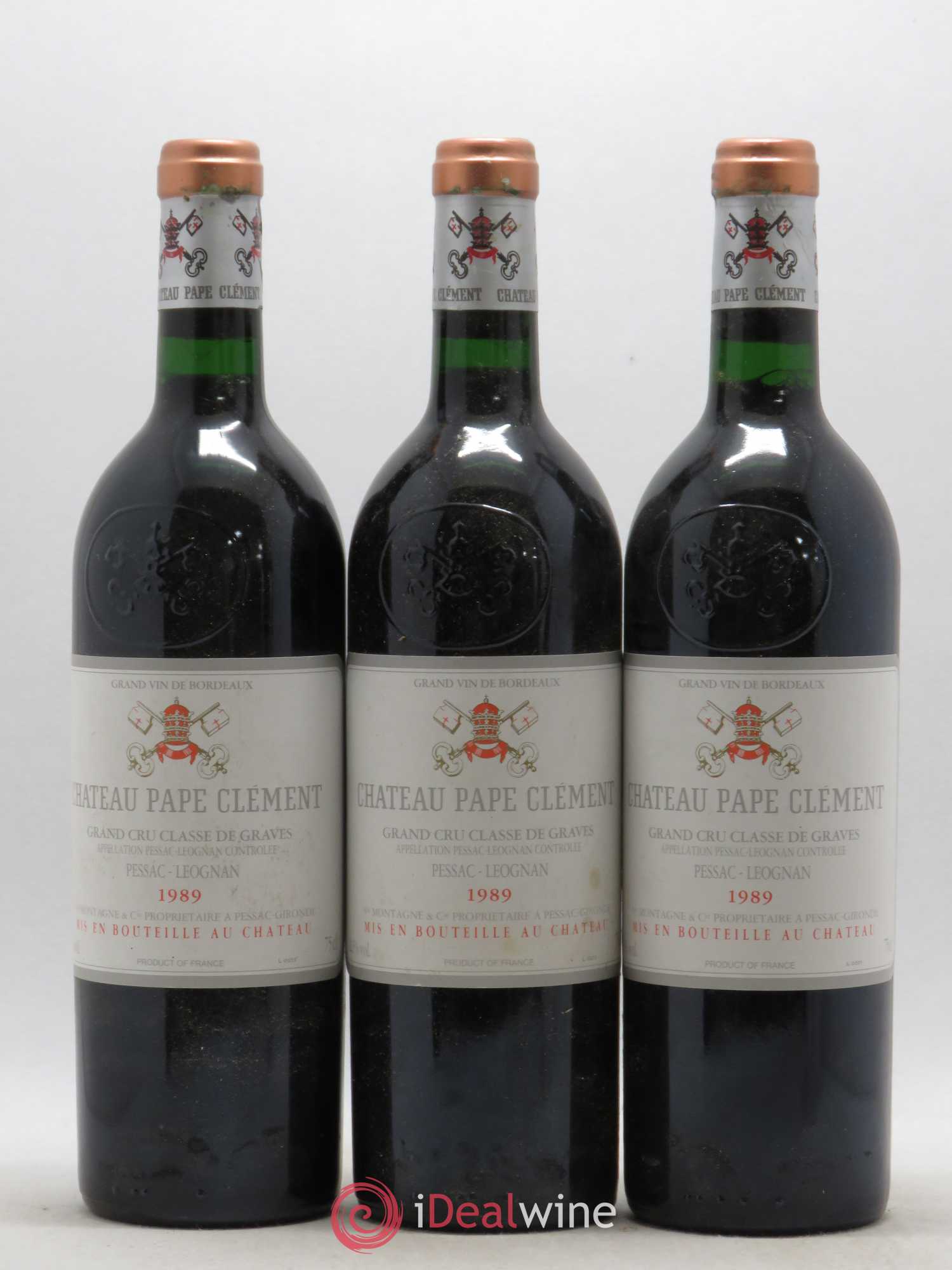 Château Pape Clément Cru Classé de Graves 1989 - Lot de 3 bouteilles - 0