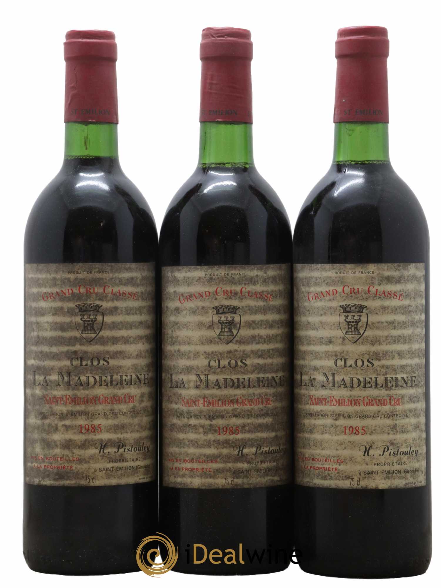 Clos la Madeleine Grand Cru Classé 1985 - Lot de 3 bouteilles - 0