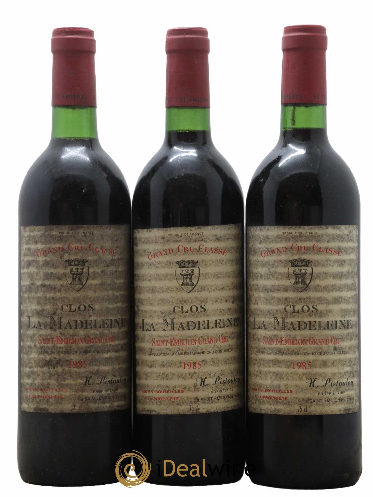 Clos la Madeleine Grand Cru Classé 1985 - Lot de 3 bouteilles - 0