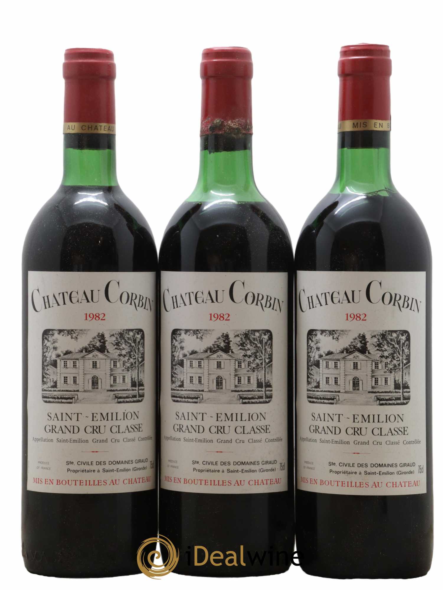 Château Corbin Grand Cru Classé 1982 - Lot de 3 bouteilles - 0