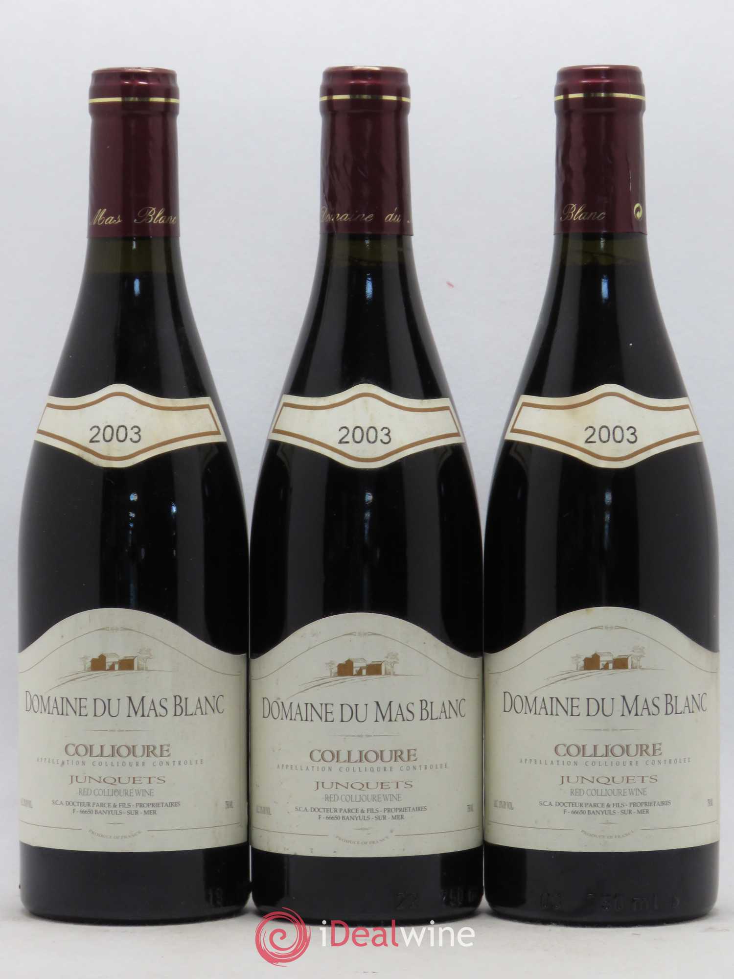 Collioure Les Junquets Domaine du Mas Blanc 2003 - Posten von 3 Flaschen - 0