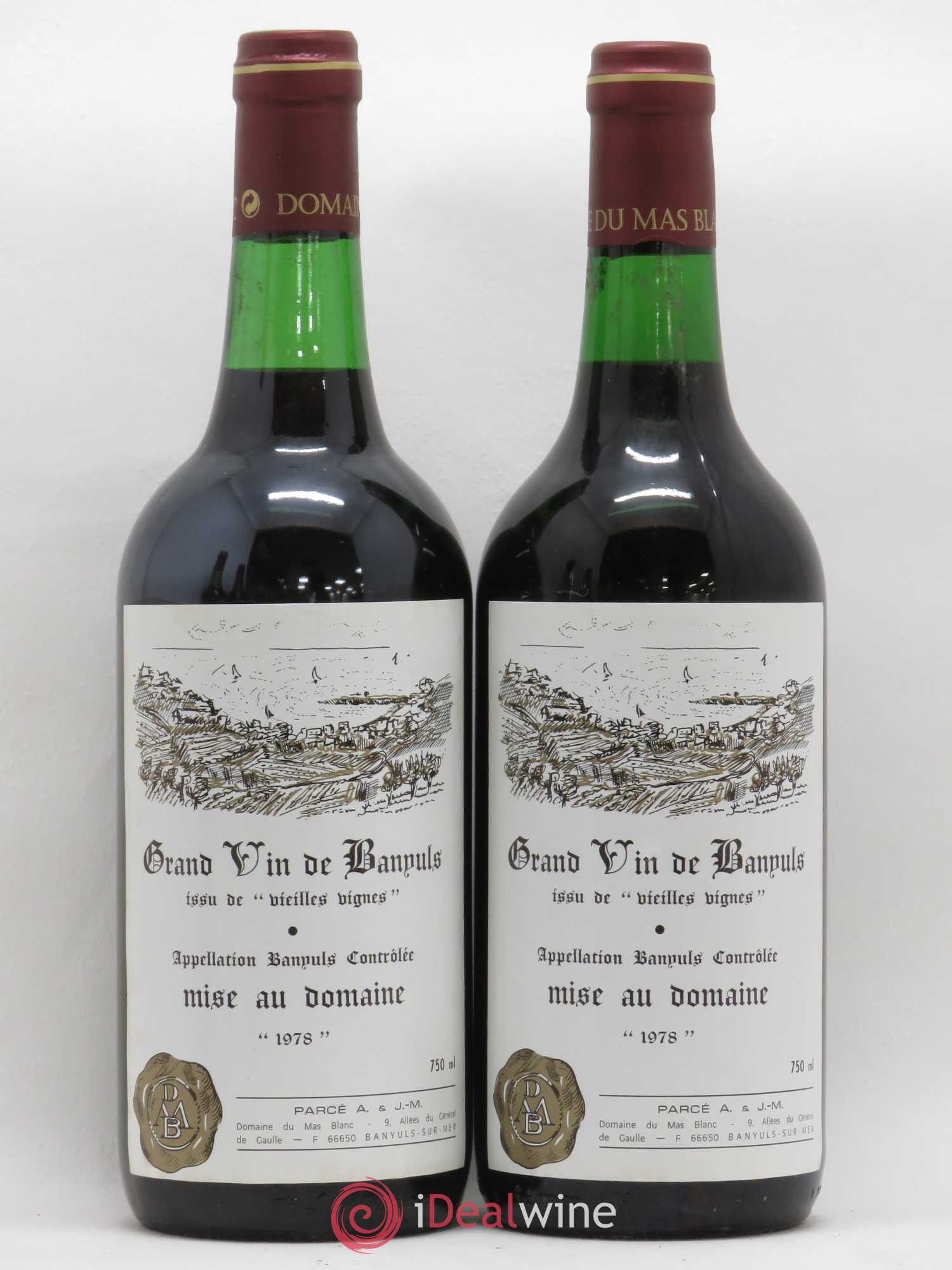 Banyuls Vieilles vignes Mas Blanc (Domaine du) - Parcé et Fils 1978 - Lot de 2 bouteilles - 0