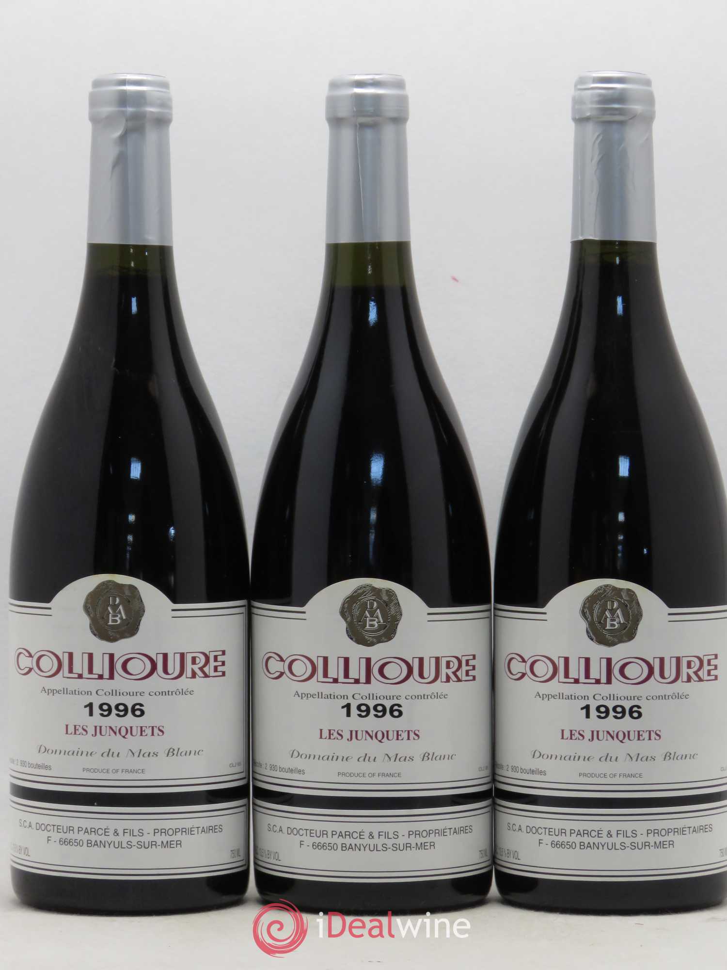 Collioure Les Junquets Domaine du Mas Blanc 1996 - Posten von 3 Flaschen - 0