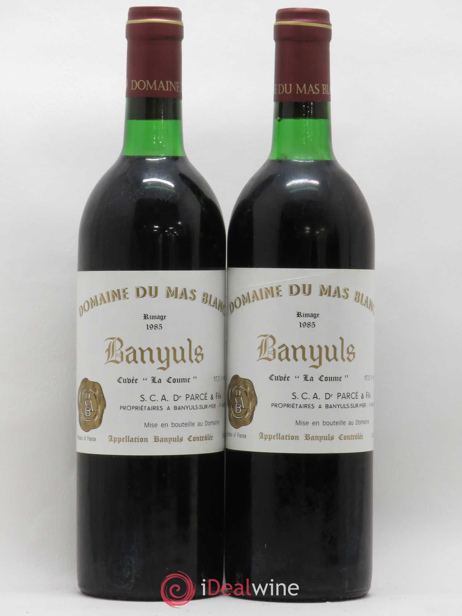 Banyuls Rimage La Coume Mas Blanc (Domaine du) - Parcé et Fils 1985 - Lot de 2 bouteilles - 0