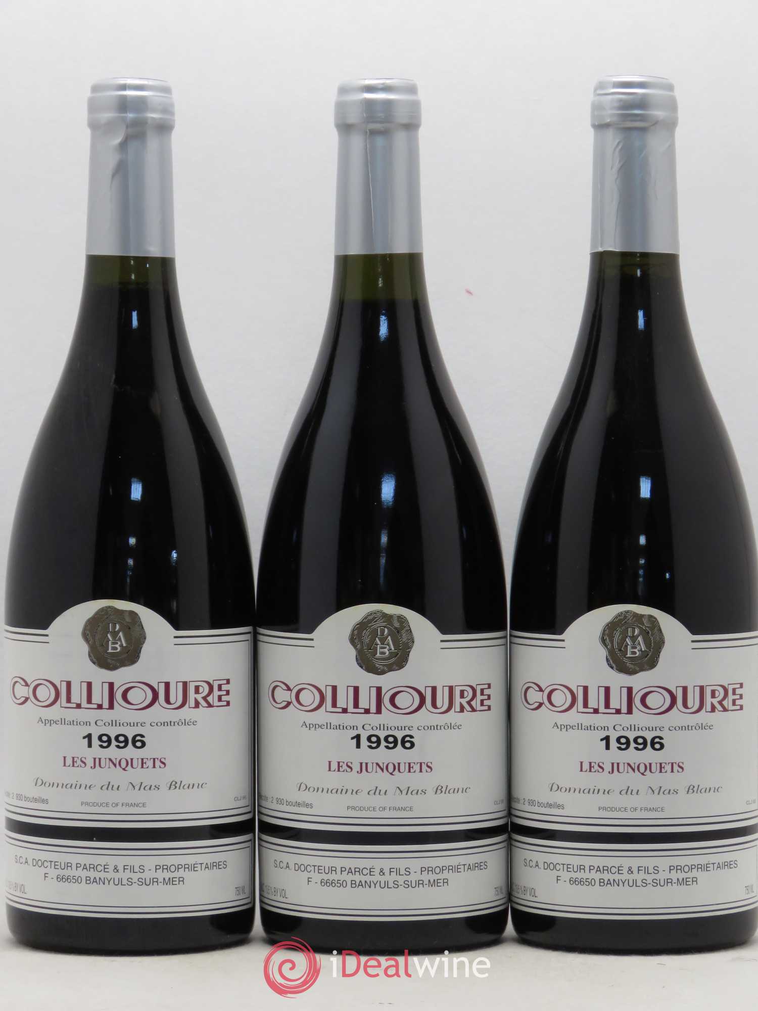Collioure Les Junquets Domaine du Mas Blanc 1996 - Posten von 3 Flaschen - 0