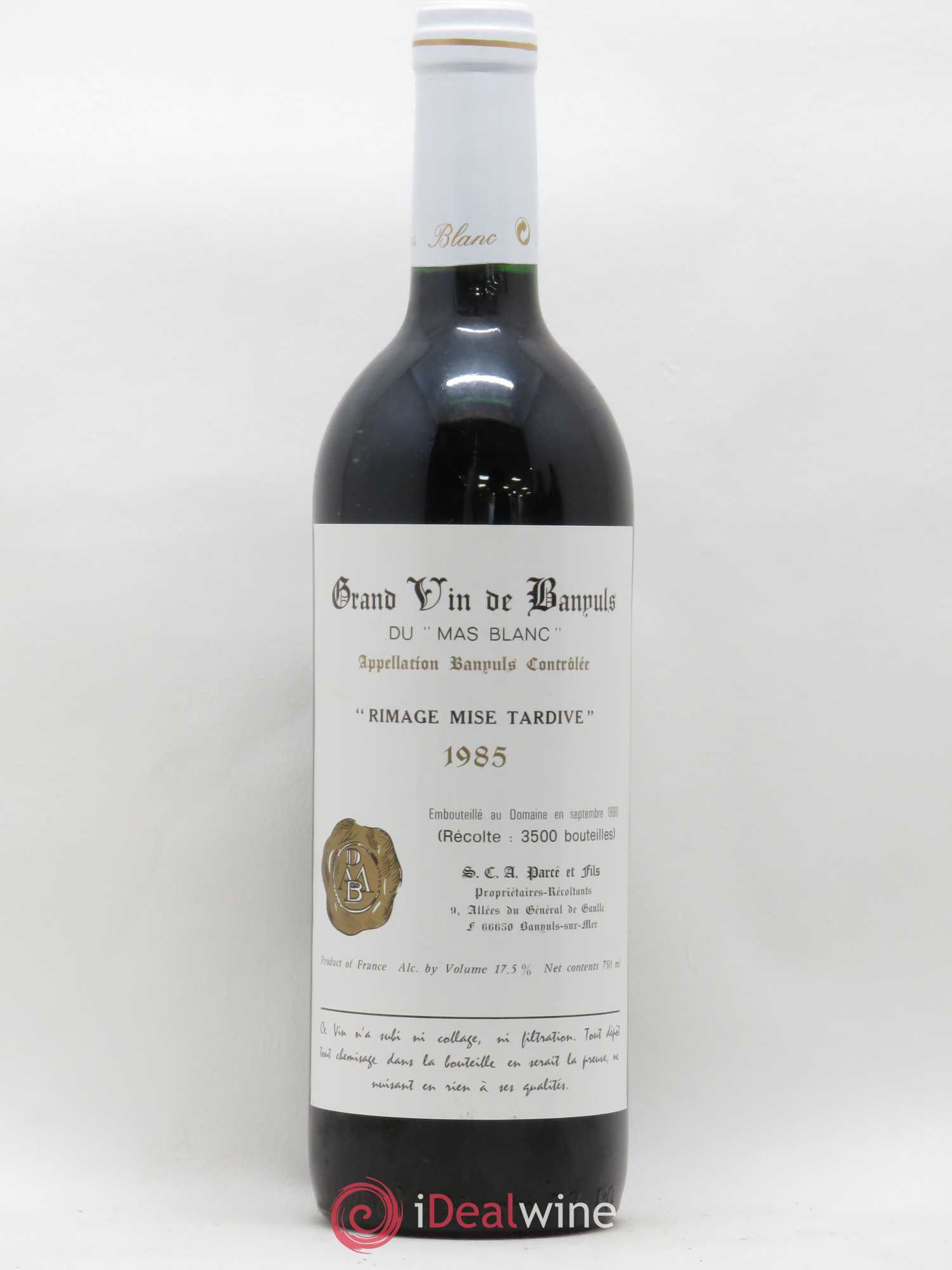 Banyuls Rimage Mas Blanc (Domaine du) - Parcé et Fils 1985 - Posten von 1 Flasche - 0