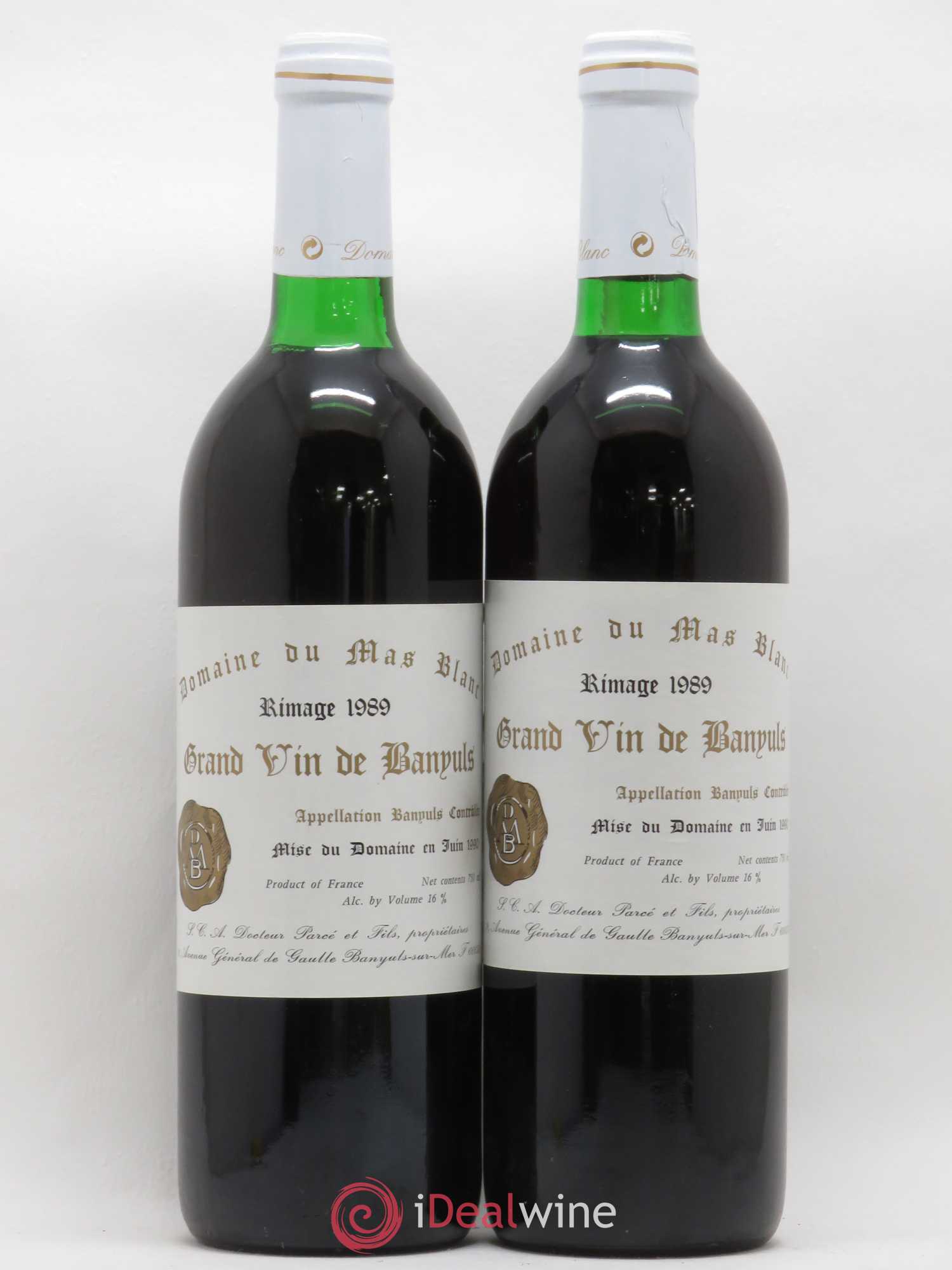 Banyuls Rimage Mas Blanc (Domaine du) - Parcé et Fils 1989 - Lot de 2 bouteilles - 0