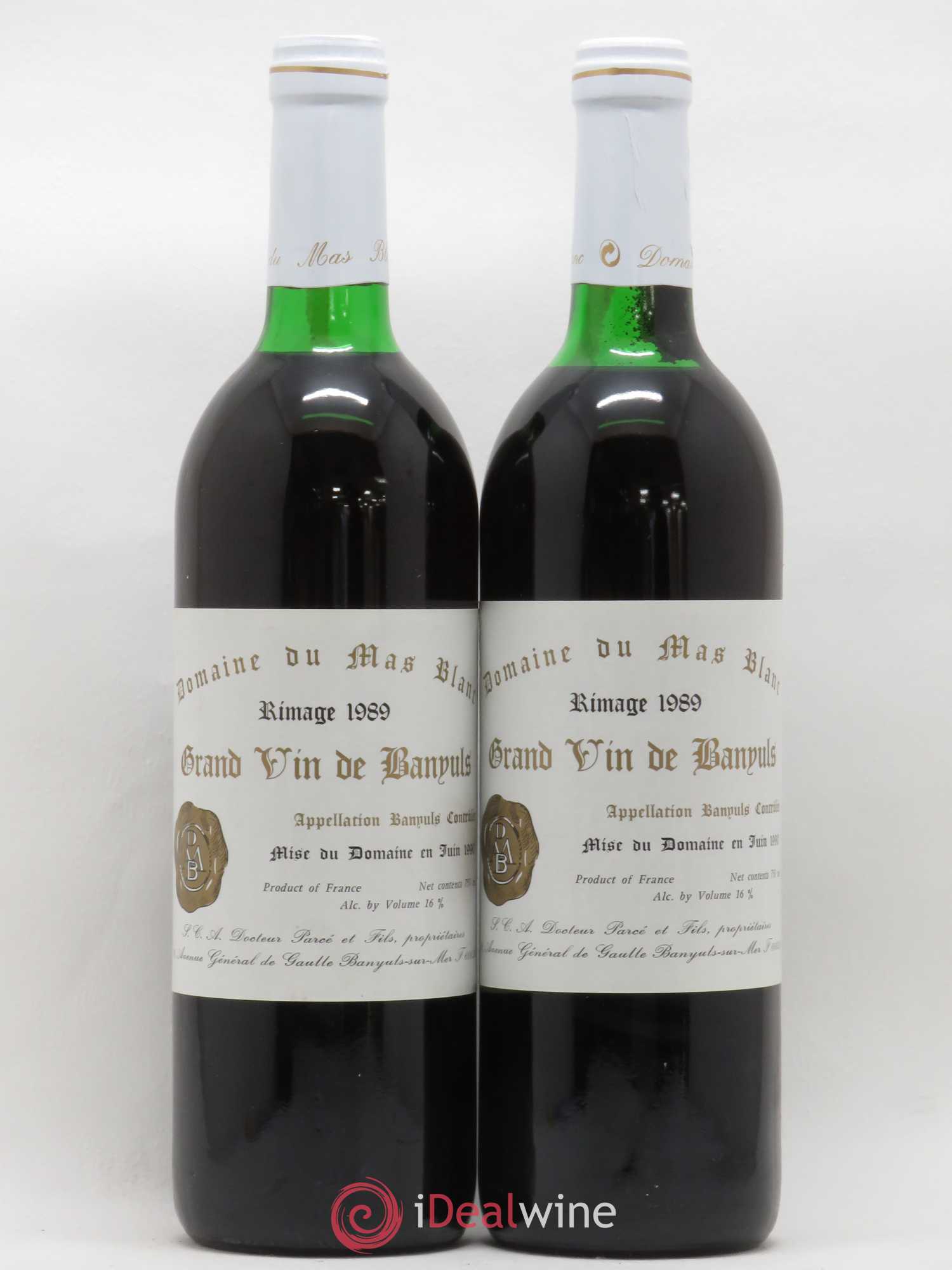 Banyuls Rimage Mas Blanc (Domaine du) - Parcé et Fils 1989 - Lot de 2 bouteilles - 0