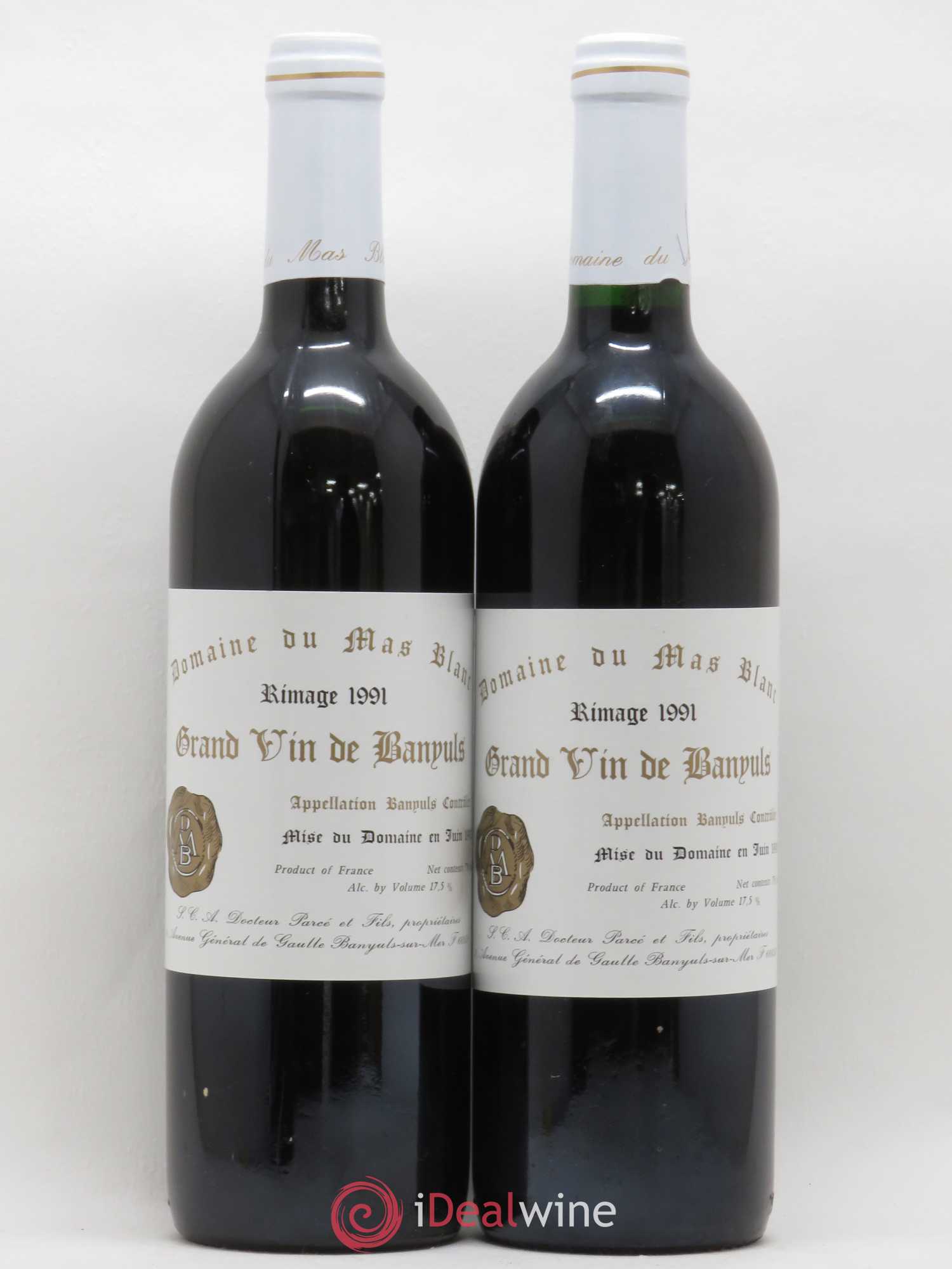 Banyuls Rimage Mas Blanc (Domaine du) - Parcé et Fils 1991 - Lot de 2 bouteilles - 0